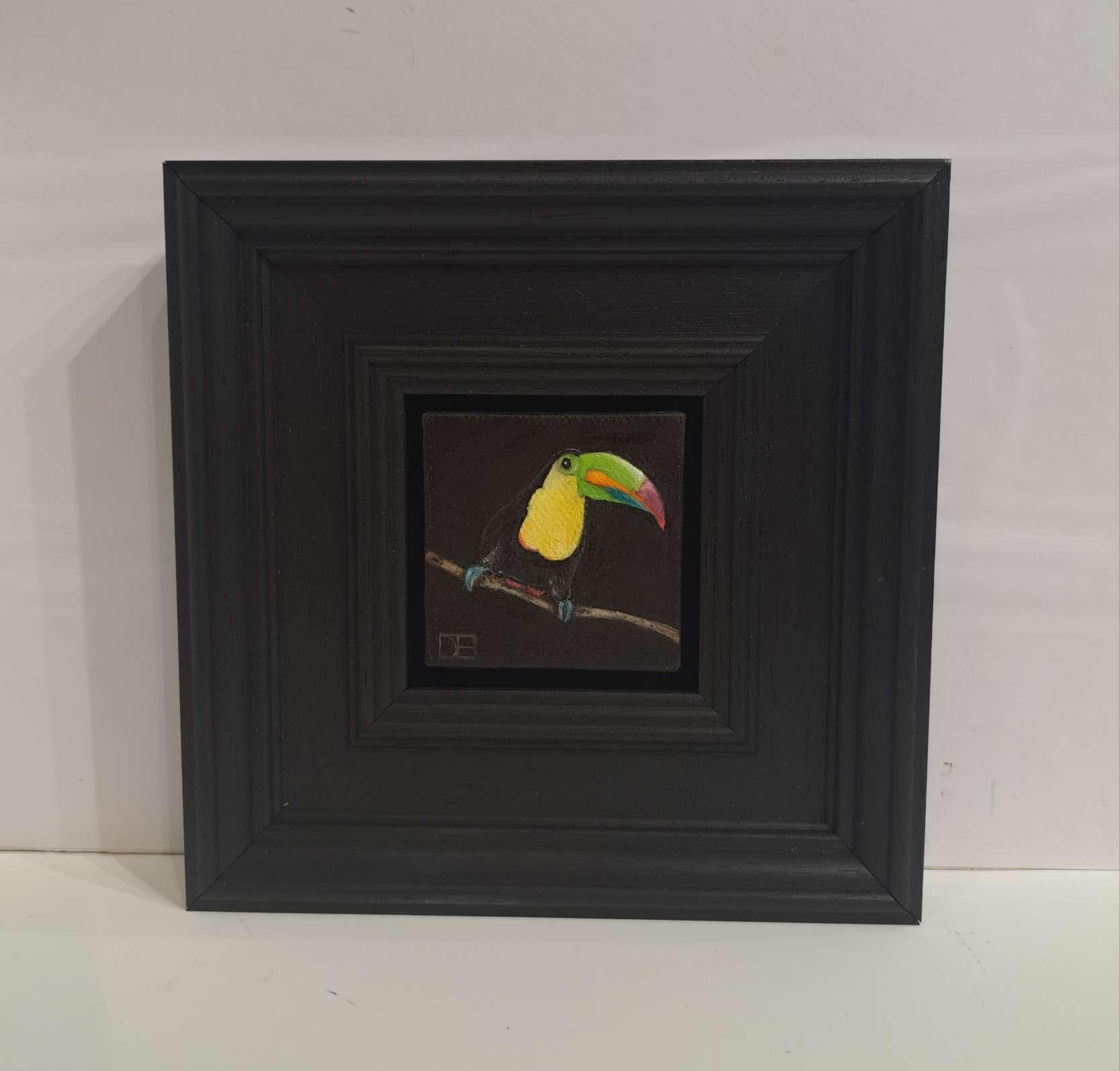 Peinture de poche Toucan 2c, peinture originale, nature morte en vente 3