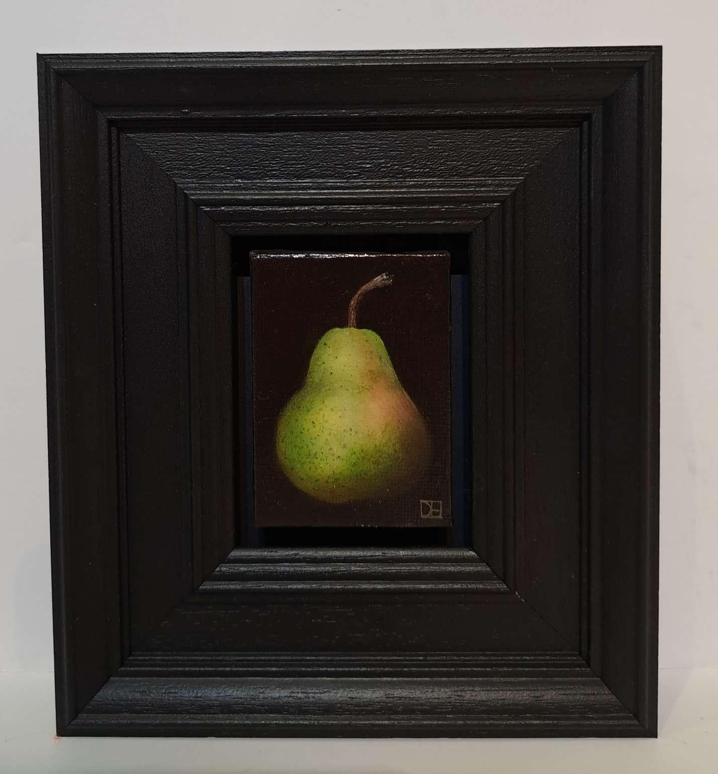 triptych of pocket bring clementine, speckled green pear, ripe-ish yellow banana For Sale 4