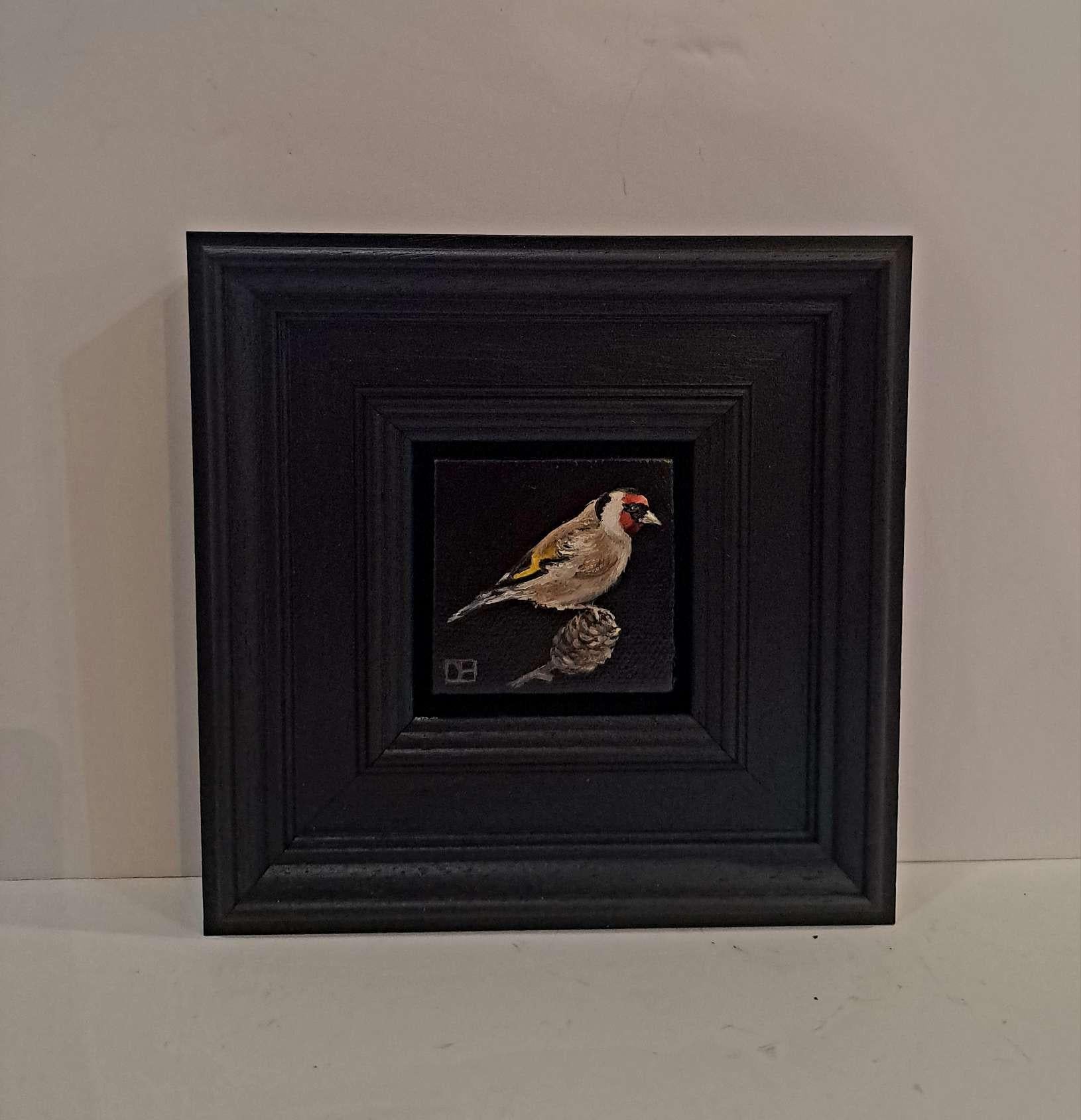 Collection Wildlife: Pocket Goldfinch, peinture originale, art animalier en vente 4