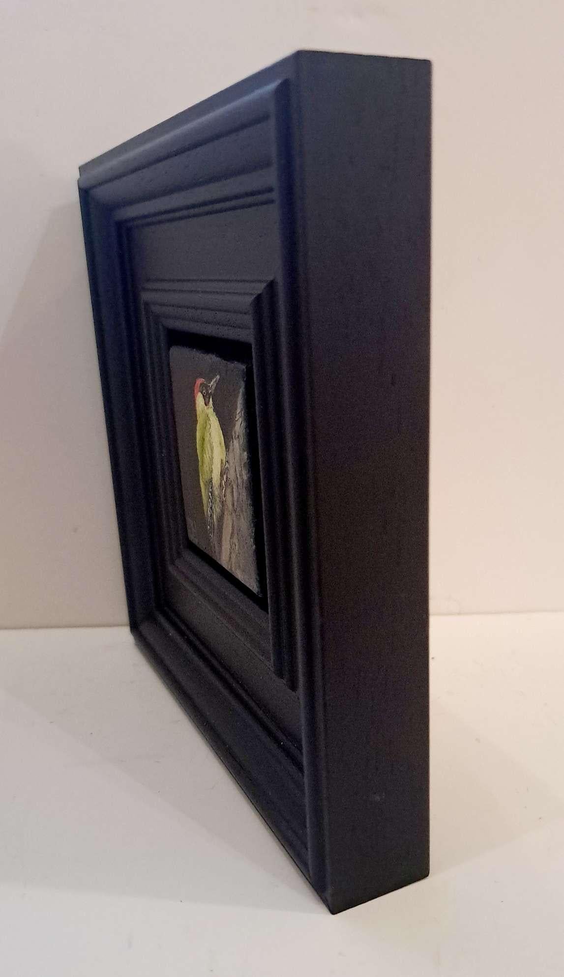 Wildlife Collection: Pocket Green Woodpecker, Original Painting, Animal Art For Sale 2