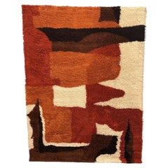 Dania Rya Denmark, Orange Geometric, UNUSED, Rya Rug, Modern Mid Century, Wool