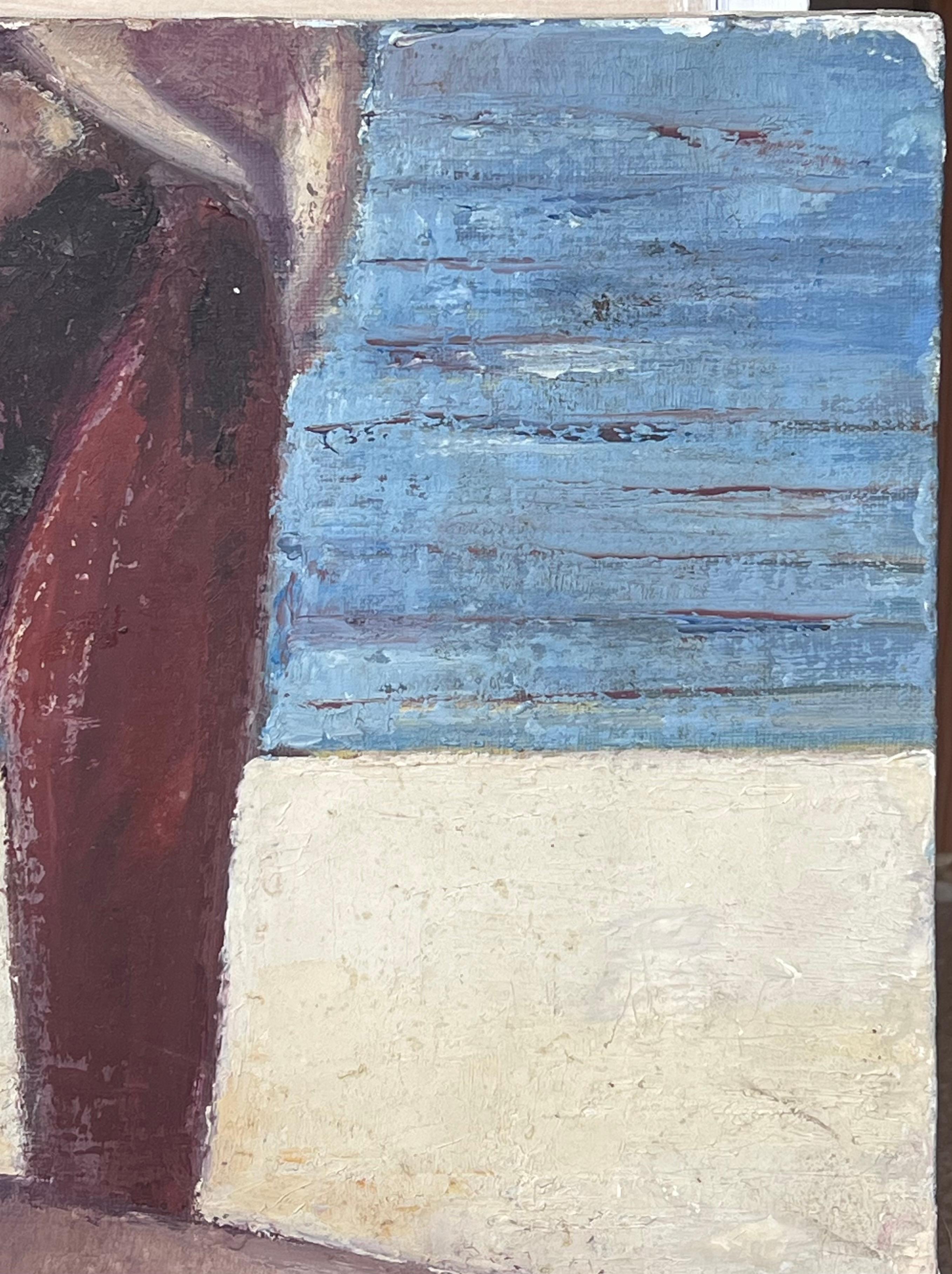 1970's French Modernist Signed Oil Nude Lady on Beach Superb Quality Painting For Sale 5