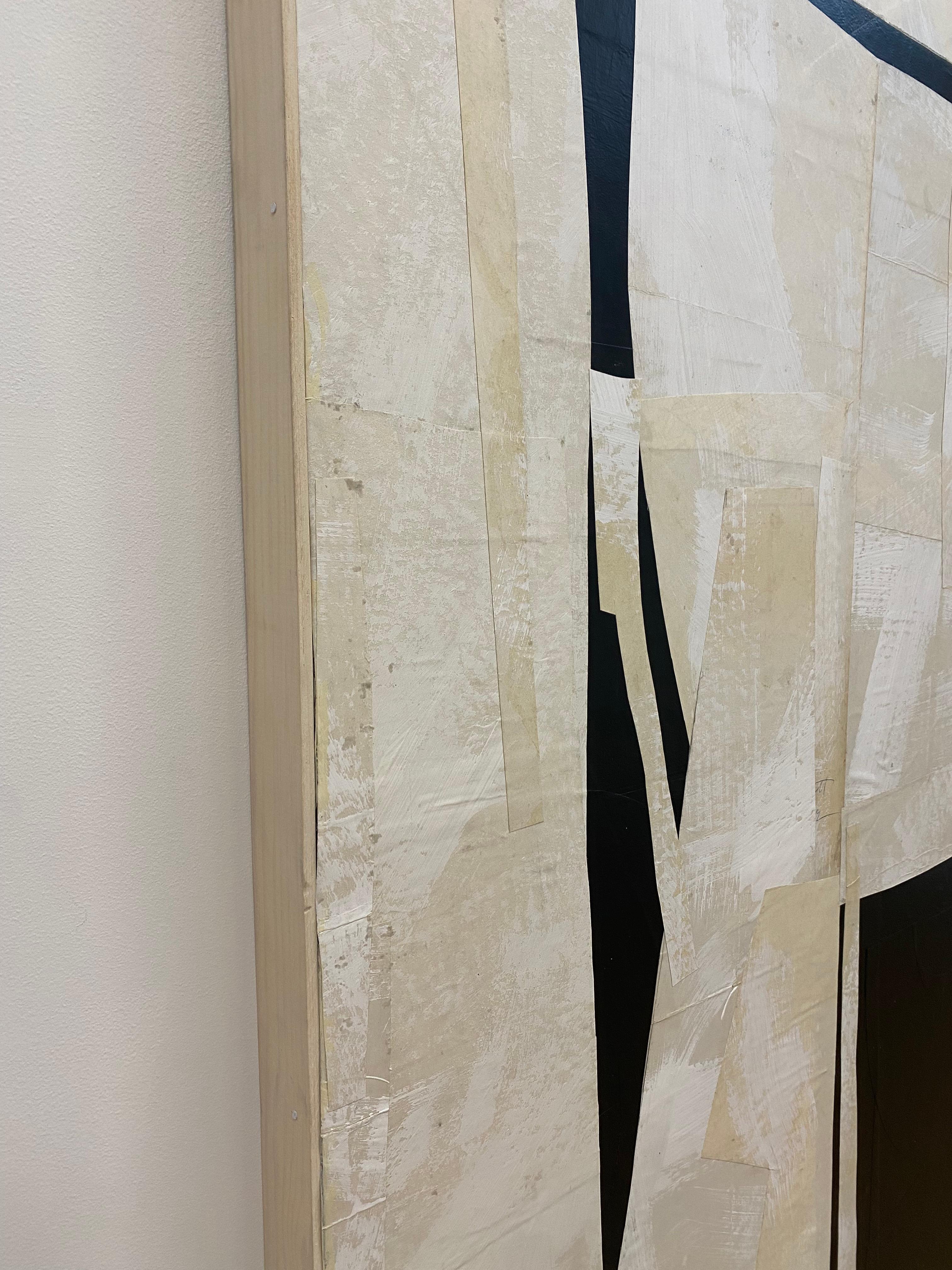 Daniel Anselmi uses painting and collage to explore the various ways in which color, line, and form can be expressed abstractly. 

In this large square painted paper collage on panel, smooth curvilinear and sharp angular forms intersect and overlap