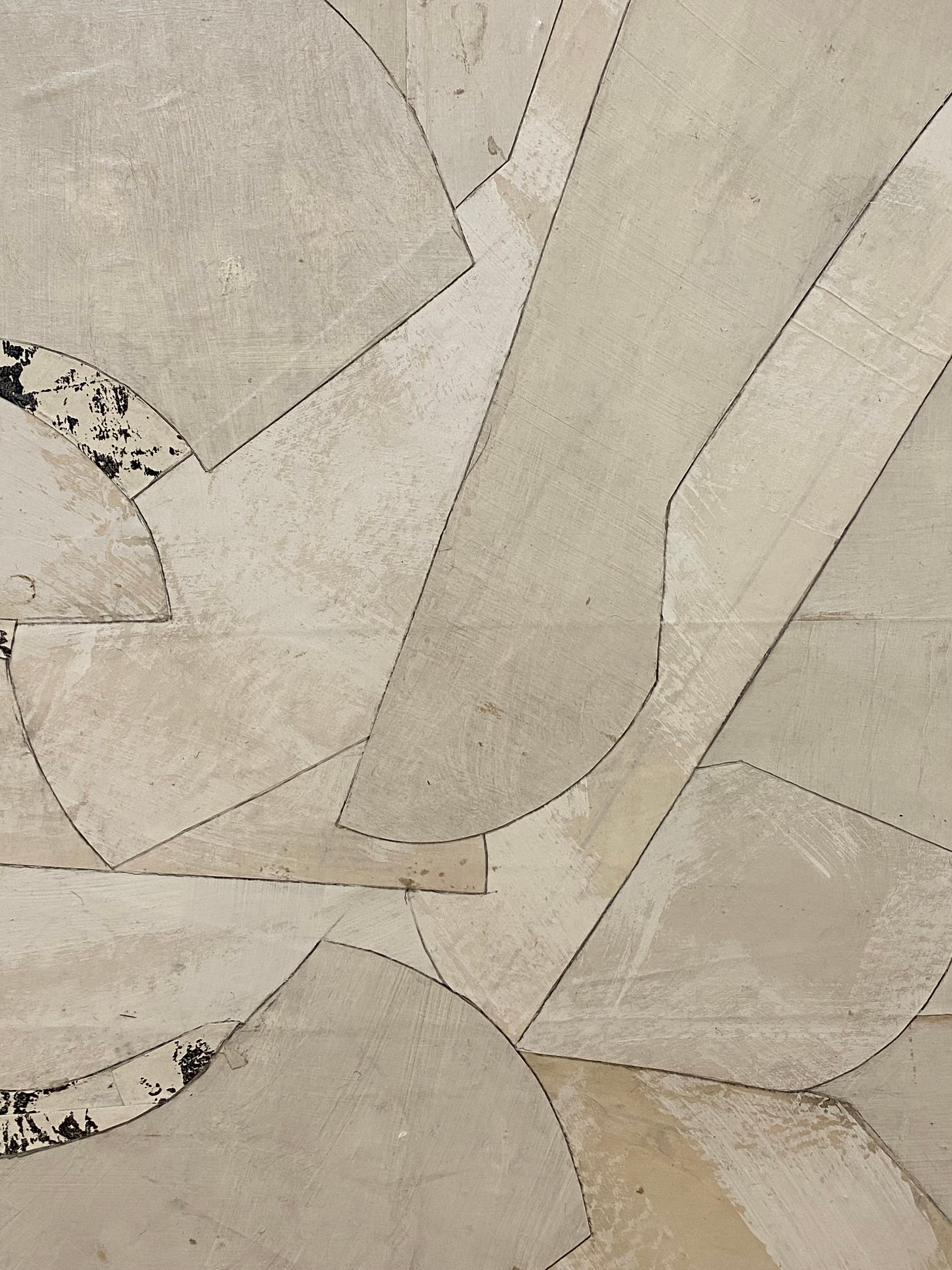 Untitled 11-4, Abstract Painted Paper Collage on Panel, Cream, Ivory, Off White 3