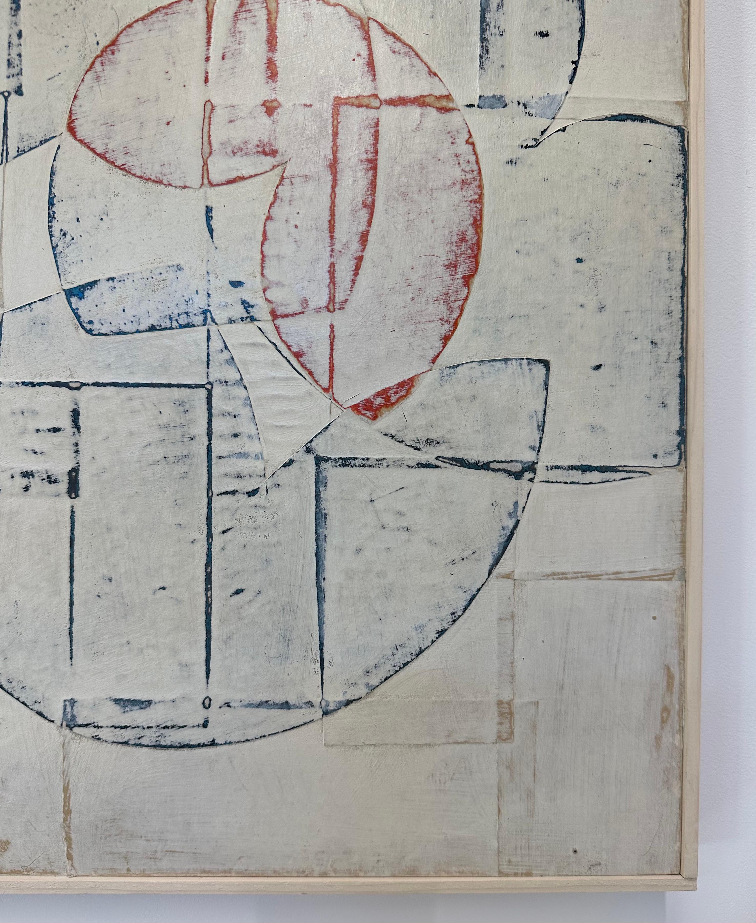 Senza titolo 9-12, Collage di carta dipinta con forme geometriche avorio, pannello quadrato 9