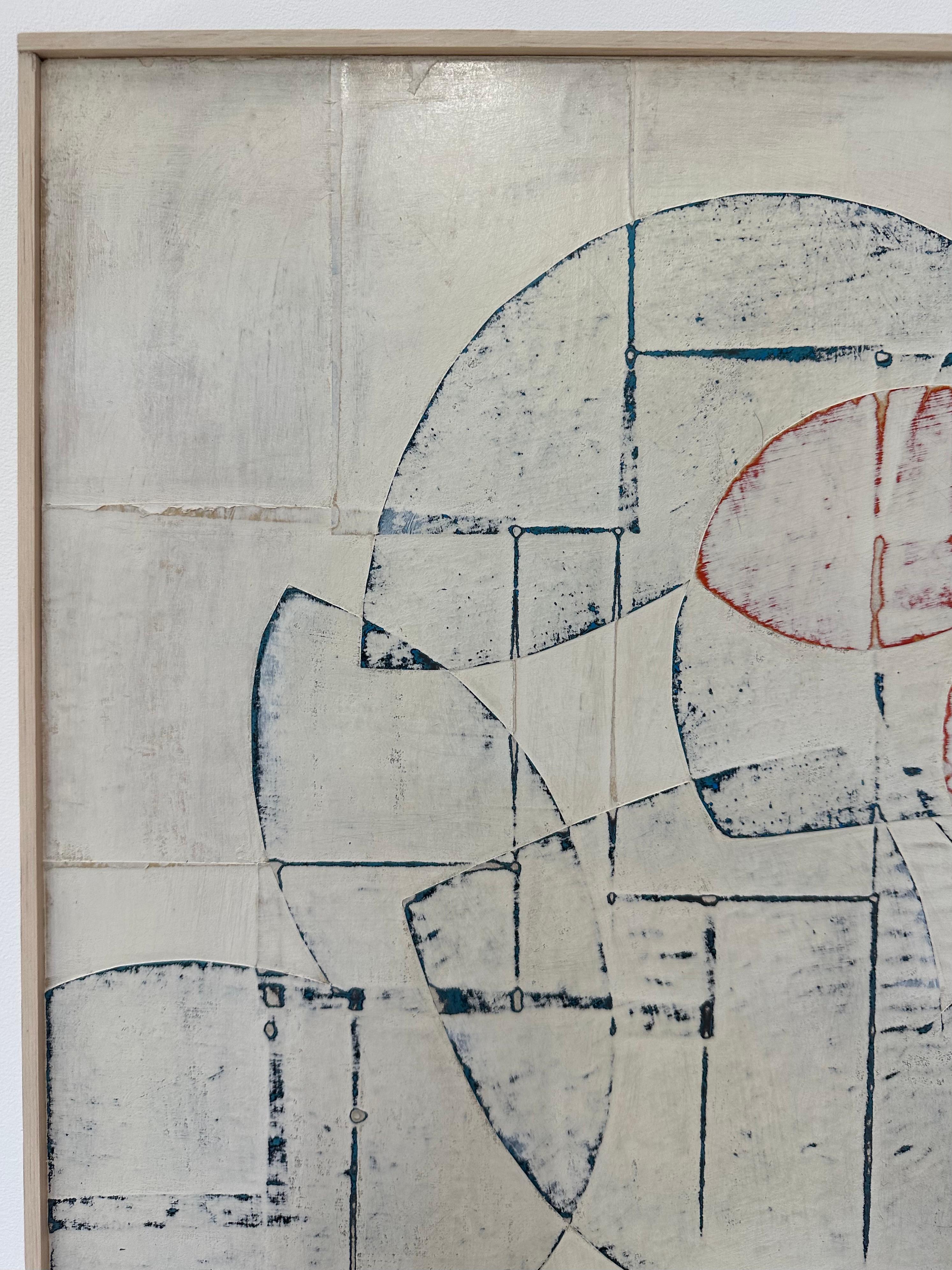 Senza titolo 9-12, Collage di carta dipinta con forme geometriche avorio, pannello quadrato 3
