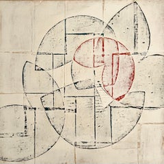 Senza titolo 9-12, Collage di carta dipinta con forme geometriche avorio, pannello quadrato
