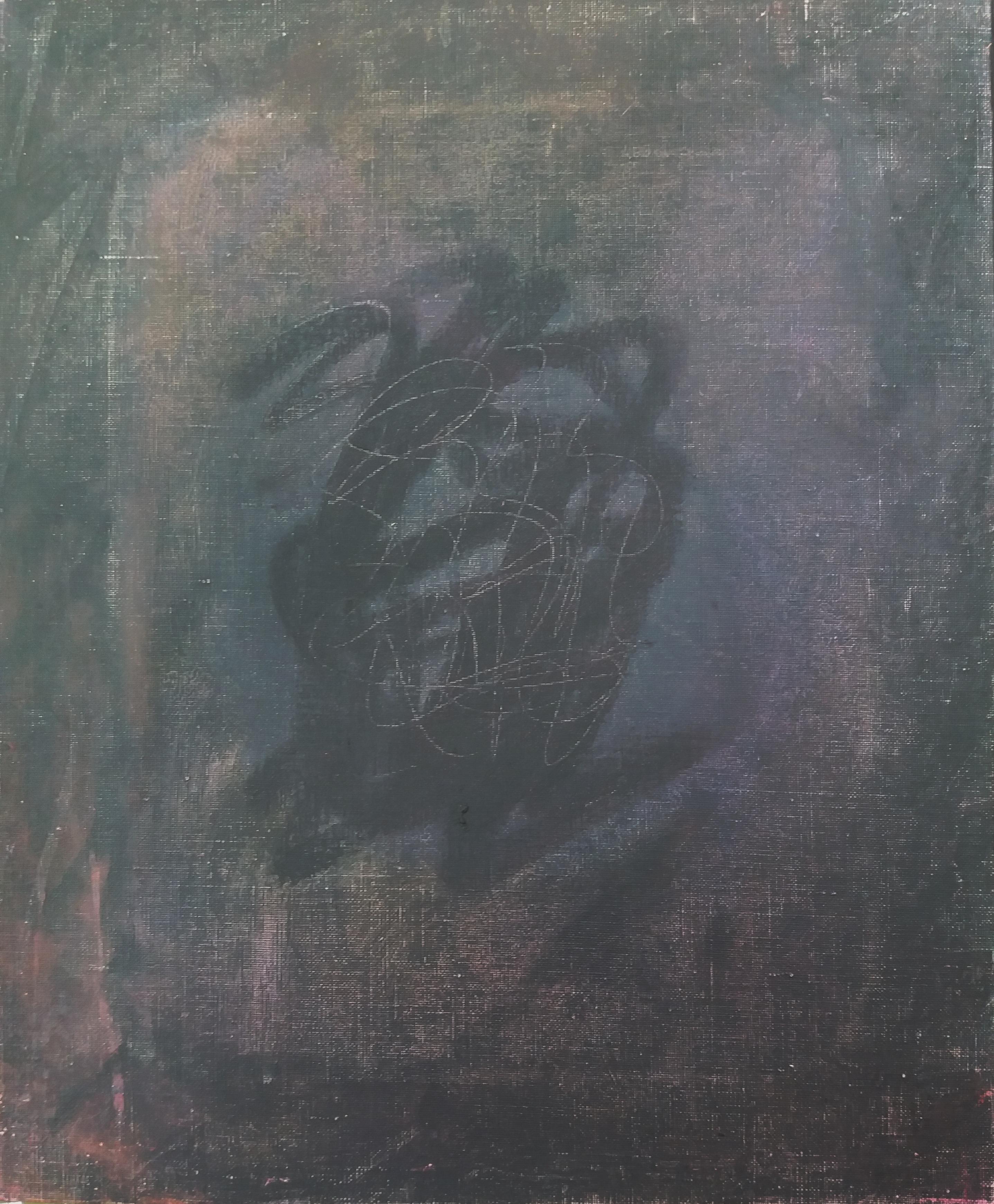 Argimon 13 Black, Vertical,  original abstract canvas acrylic painting - Noir Abstract Painting par Daniel Argimon