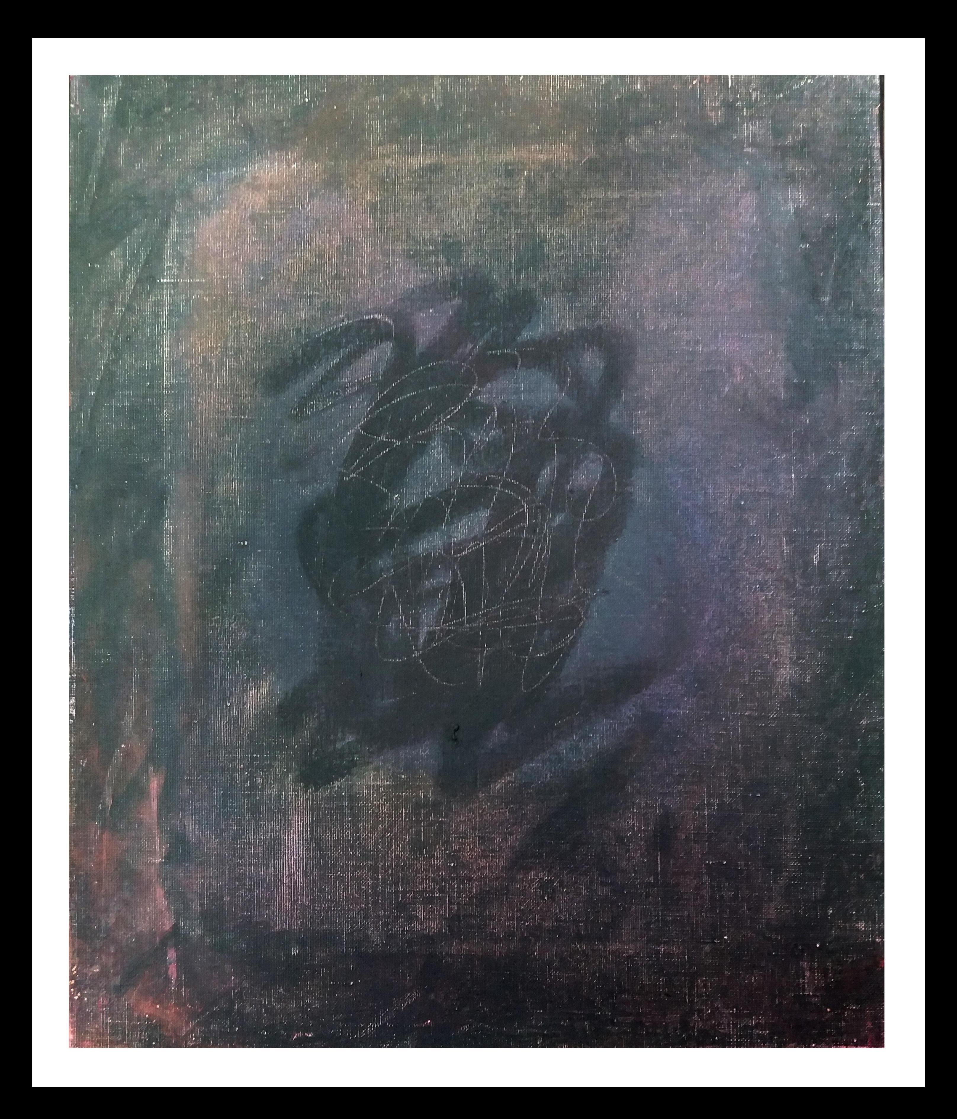 Daniel Argimon Abstract Painting – Argimon  Schwarz, Vertikal,  Original abstraktes Gemälde auf Leinwand aus Acryl