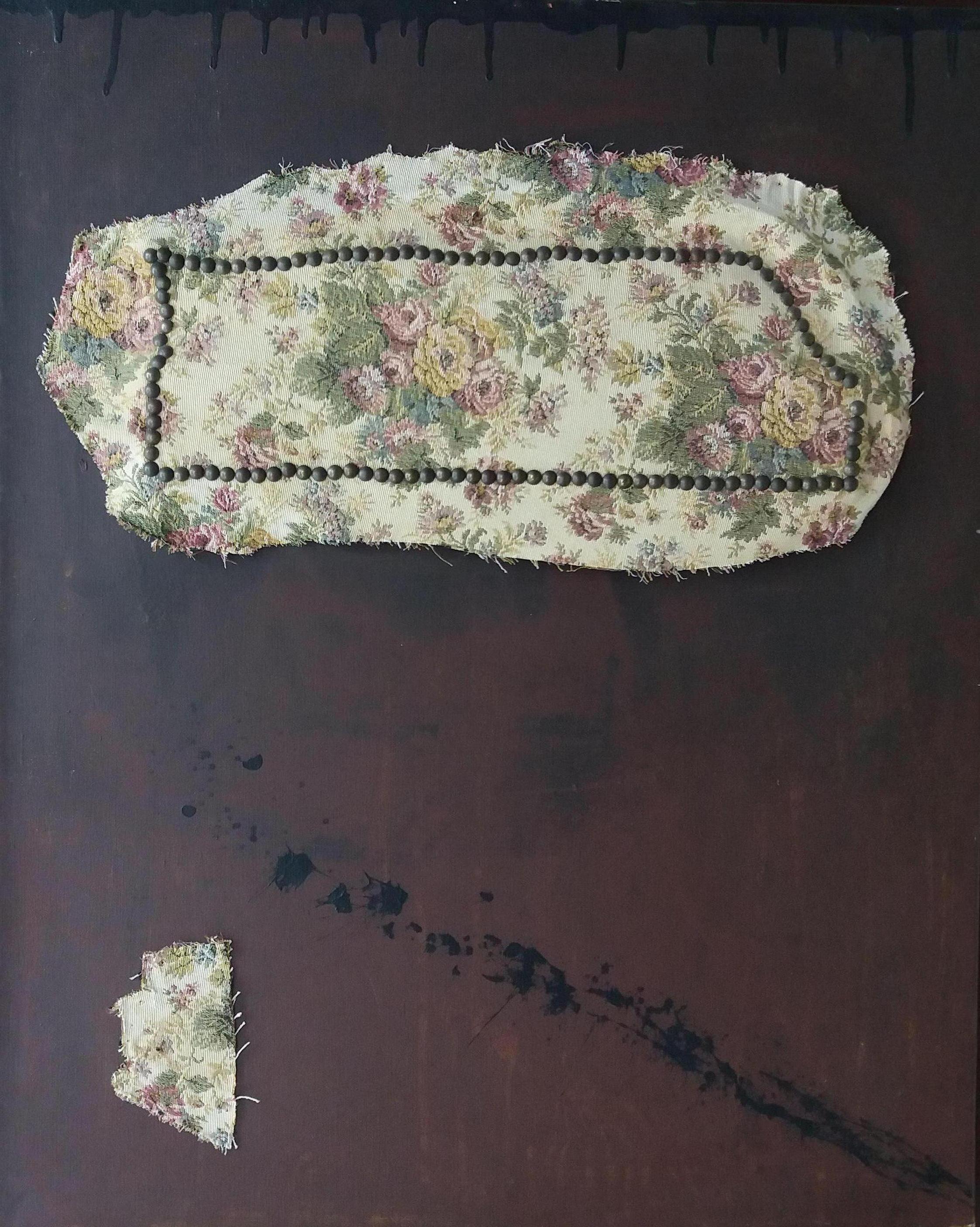 Argimon 6 Vertical Brown Collage Original abstract informalist - Painting by Daniel Argimon