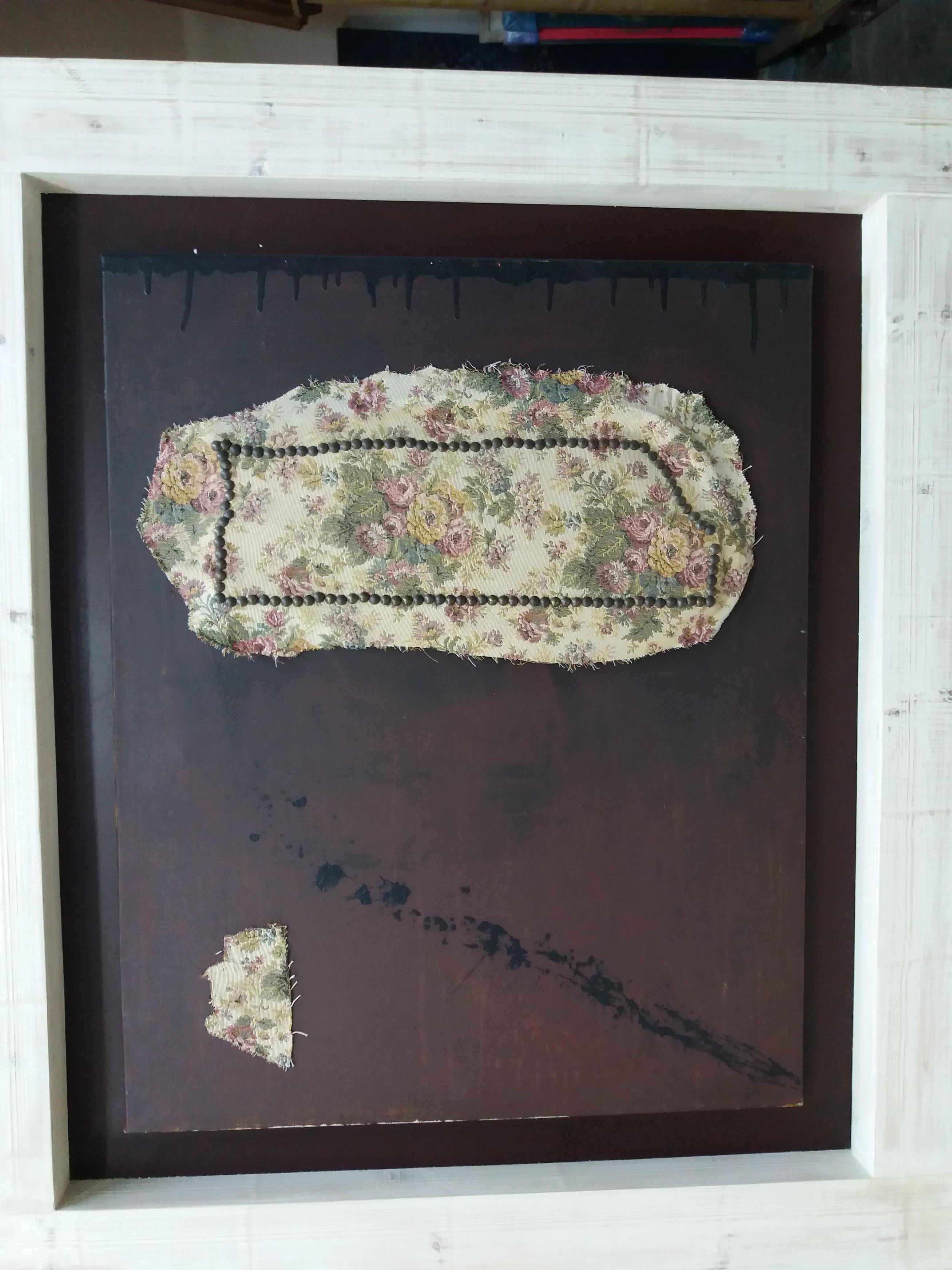 Argimon 6 Vertical Brown Collage Original abstract informalist - Black Abstract Painting by Daniel Argimon