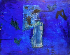 Daniel Argimón – Collage « Blue Informalist » en techniques mixtes sur toile