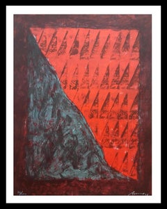 Argimon  Red and Brown, Vertical,  original litograph painting