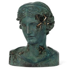Bronze Eroded Melpomene Figure