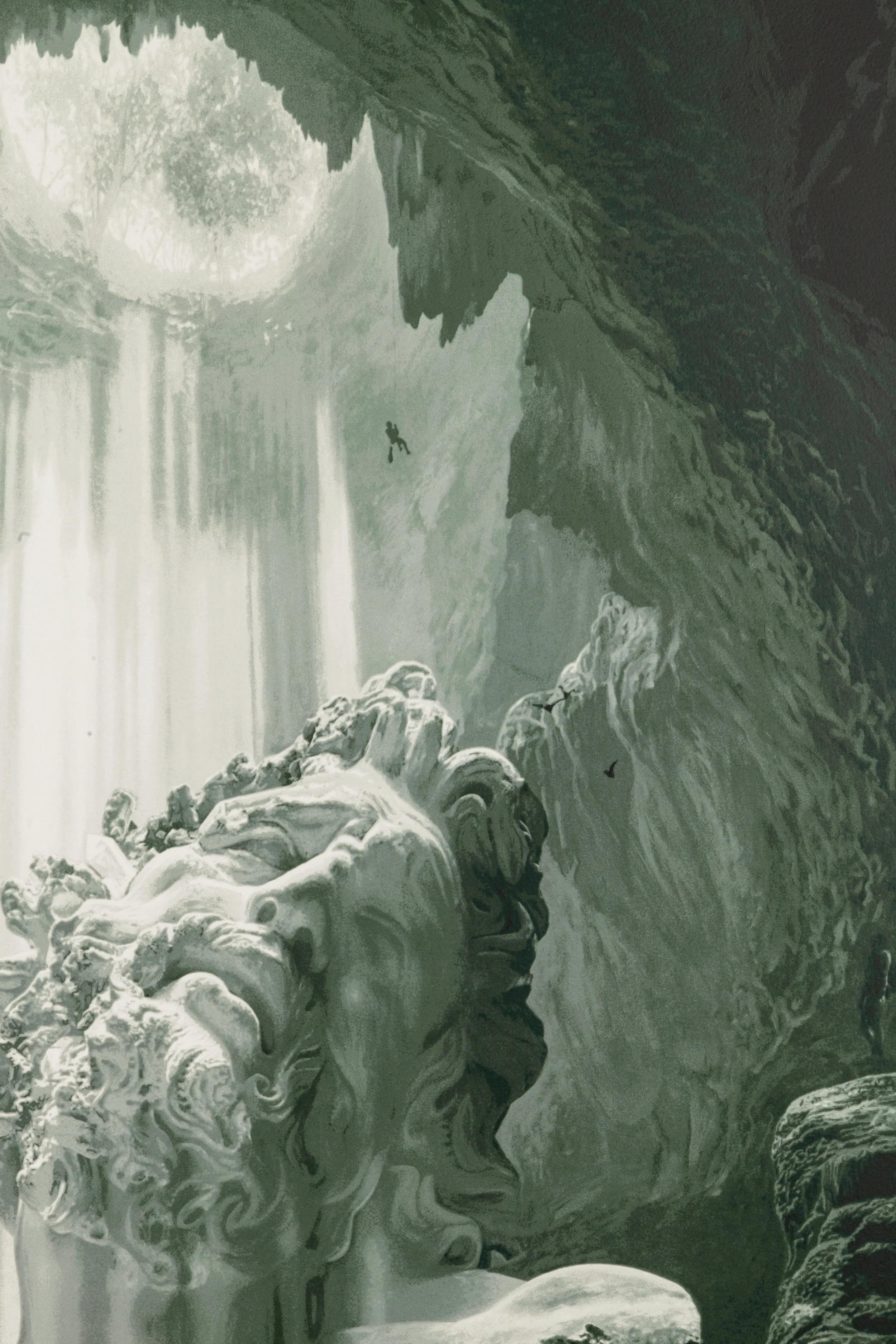 GROTTO OF LAOCOÖN Riesig Handsigniert. Modernes konzeptionelles Statuen-Design Höhlenrelikte (Schwarz), Figurative Print, von Daniel Arsham