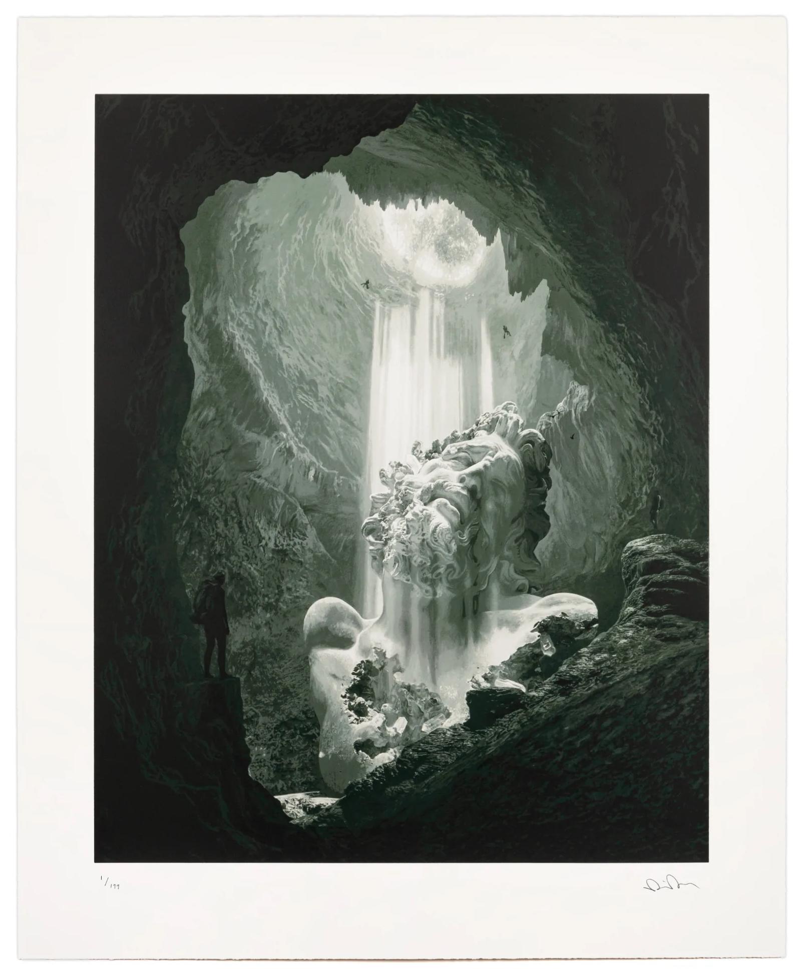 Daniel Arsham Figurative Print – GROTTO OF LAOCOÖN Riesig Handsigniert. Modernes konzeptionelles Statuen-Design Höhlenrelikte