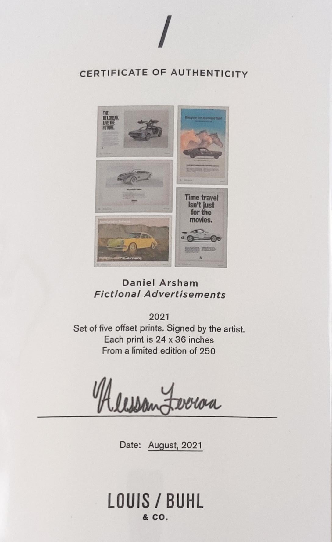 Fictional Advertisements 5 Signed Prints Daniel Arsham, Auto Enthusiasts Porsche For Sale 8