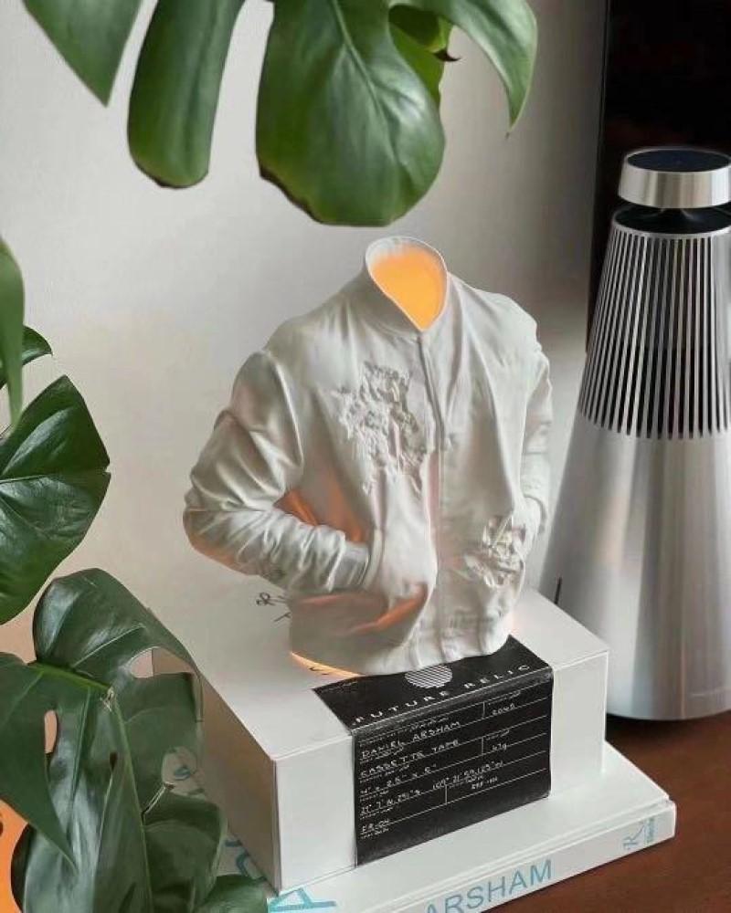 Daniel Arsham Figurative Sculpture - Eroded Varsity Jacket Porcelain Sculpture Light Sconce (Wall Mountable or Stand)
