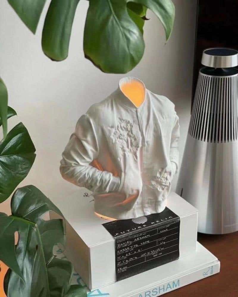 Eroded Varsity Jacket Porcelain Sculpture Light Sconce (Wall Mountable or Stand)