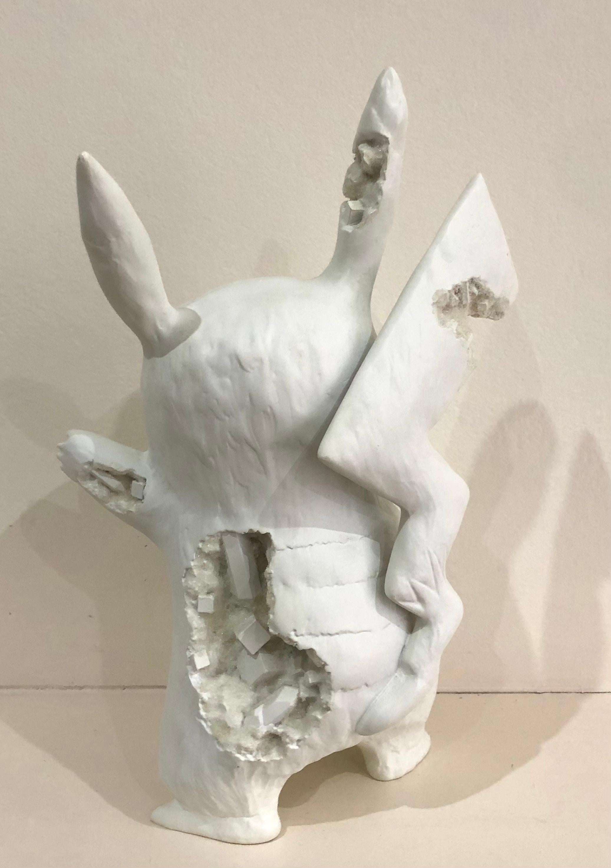 Blue Crystalized Pikachu - Black Figurative Sculpture by Daniel Arsham