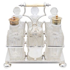 Antique DANIEL & ARTER 1900 London, Bailey Banks & Biddle 6 Pieces Cruet Set Cut Glass