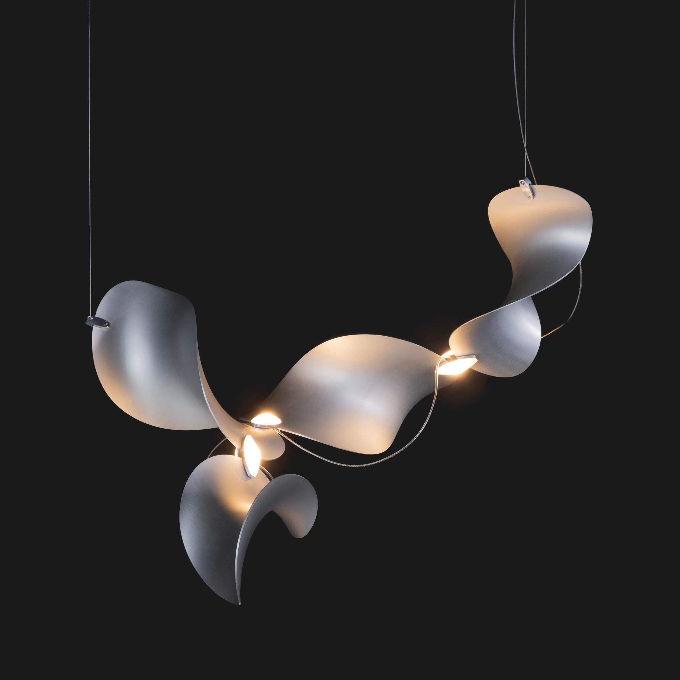 Daniel Becker 'Dune 4' Suspension Lamp in Anodized Aluminum for Moss Objects In New Condition For Sale In Glendale, CA