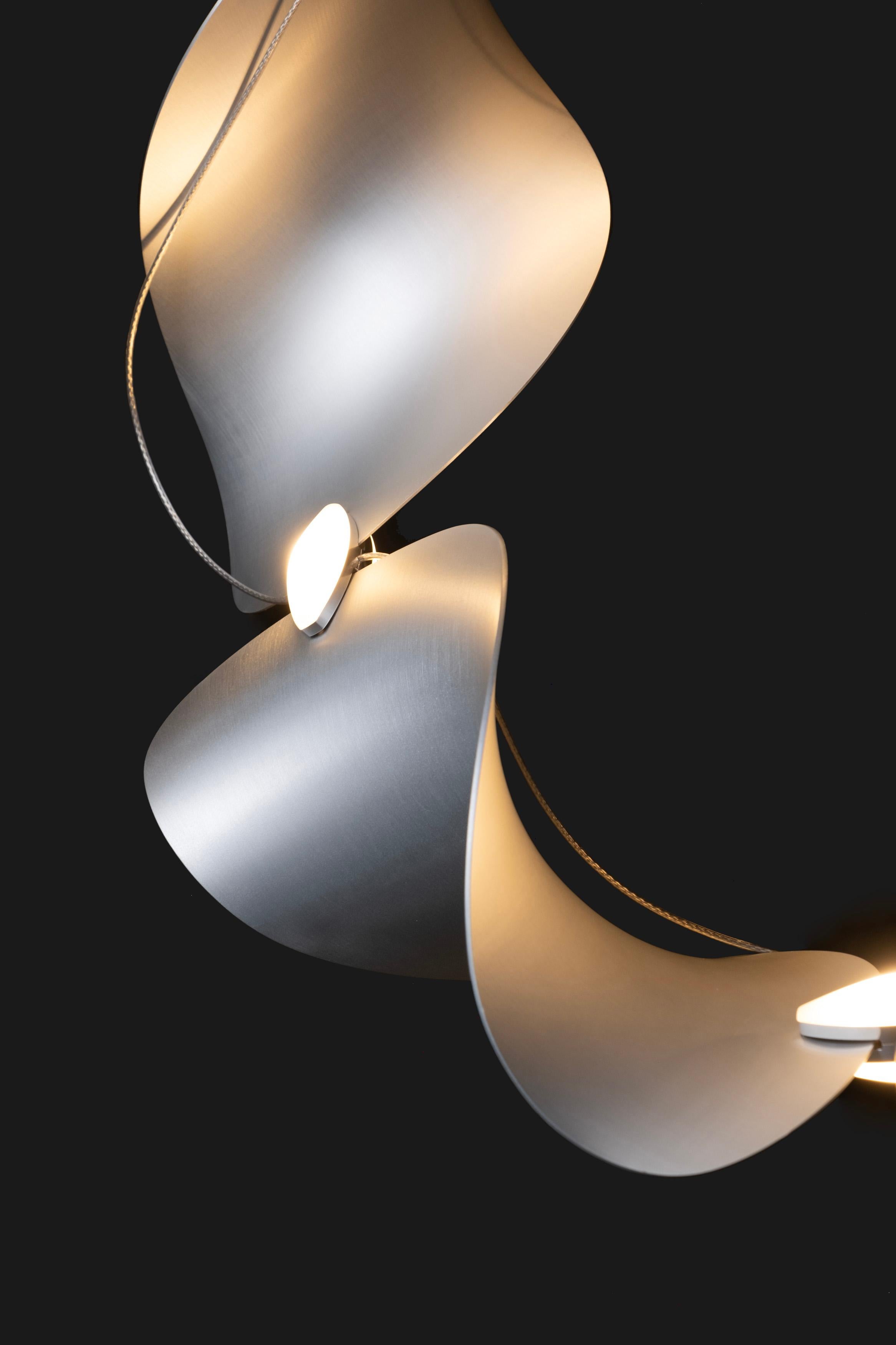 Daniel Becker 'Dune 4' Suspension Lamp in Anodized Aluminum for Moss Objects For Sale 2