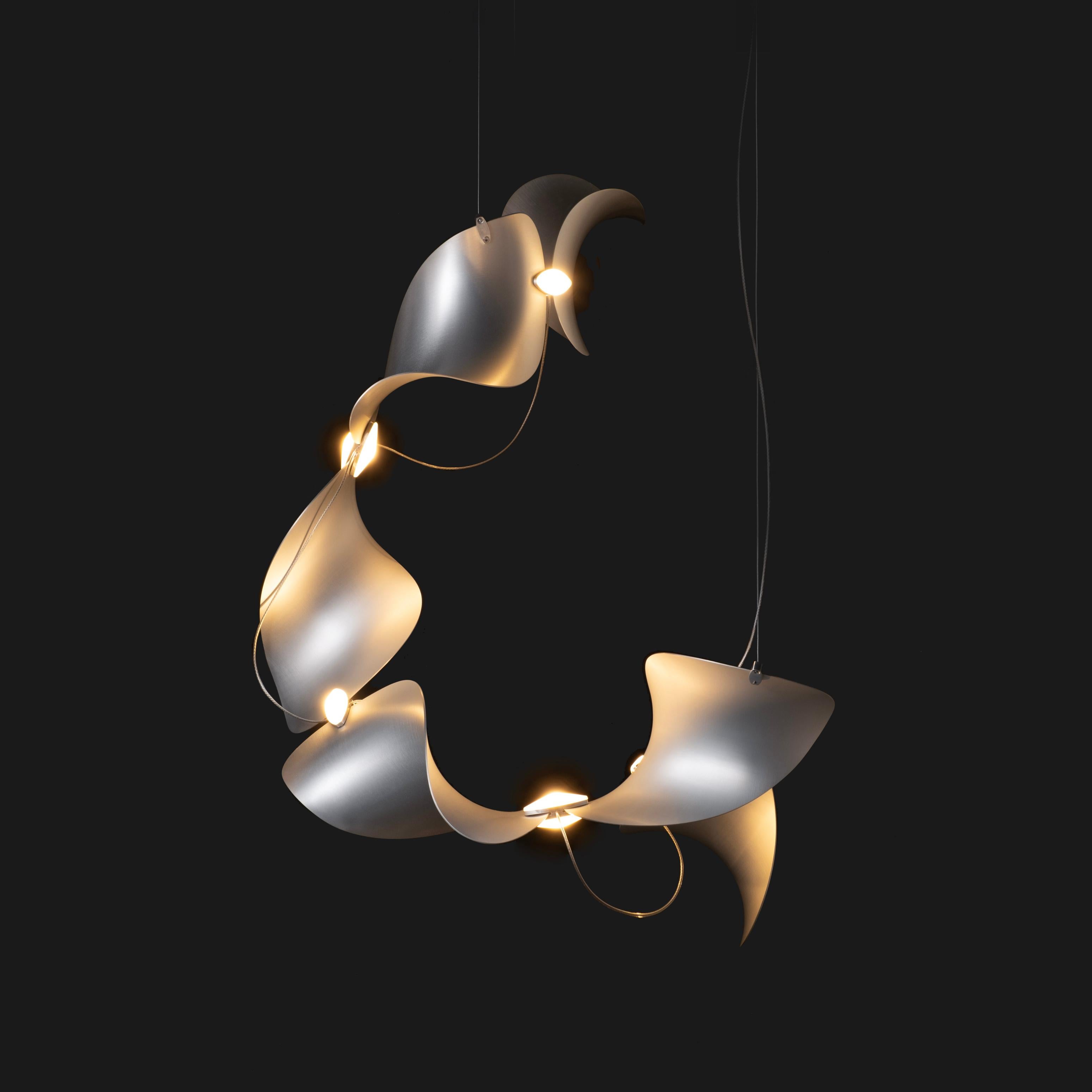 Daniel Becker 'Dune 6' Suspension Lamp in Anodized Aluminum for Moss Objects For Sale 4