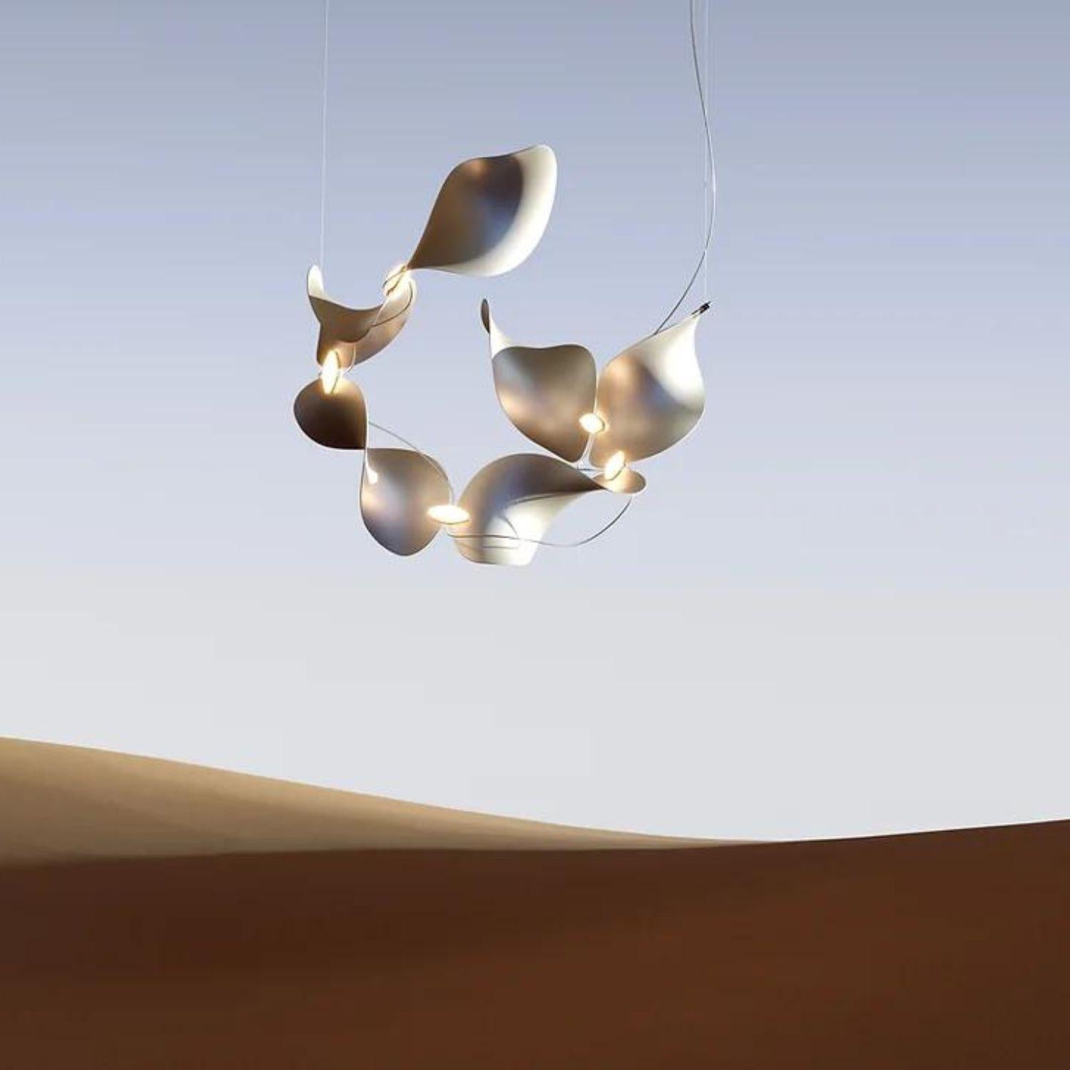 Mid-Century moderno Lampada a sospensione 'Dune 6' di Daniel Becker in alluminio anodizzato per Moss Objects in vendita