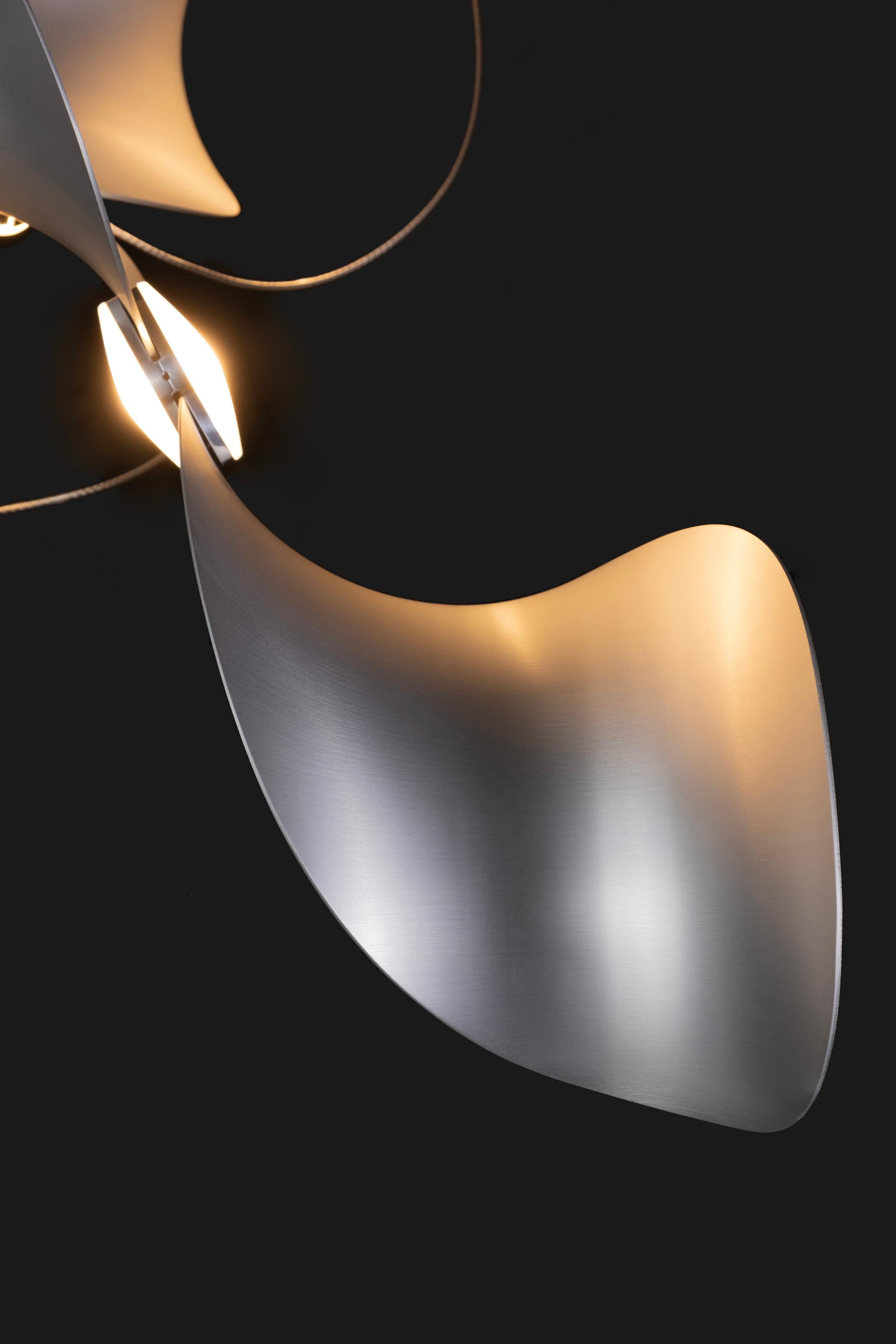 Contemporary Daniel Becker 'Dune 8' Suspension Lamp in Anodized Aluminum for Moss Objects For Sale