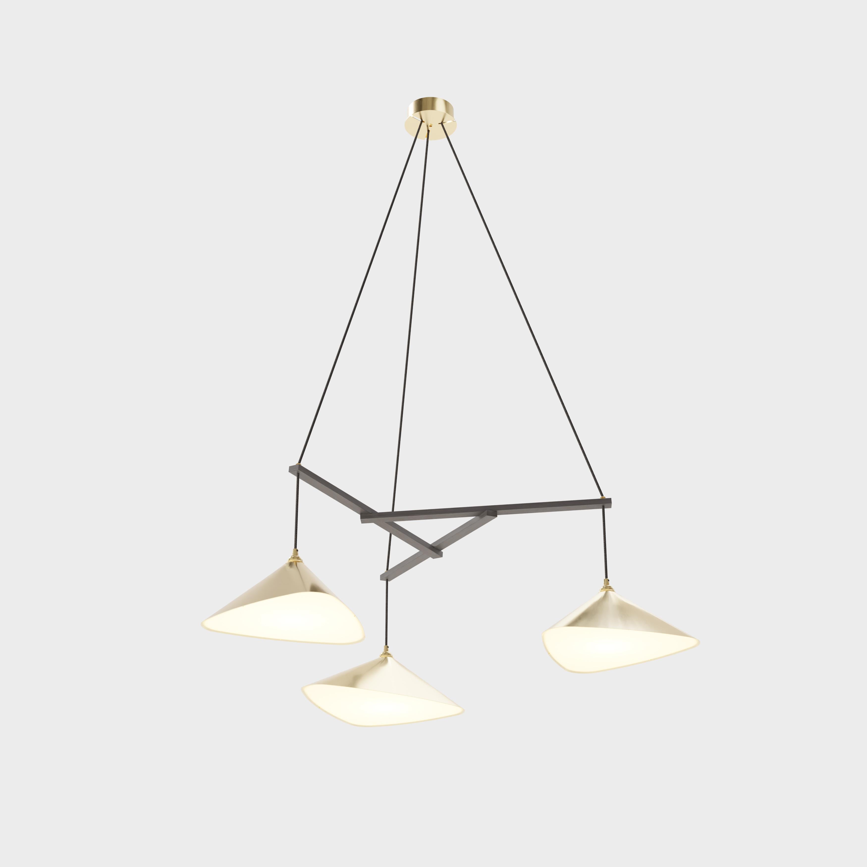German Daniel Becker 'Emily 3' Chandelier in Brass with Black Frame for Moss Objects For Sale