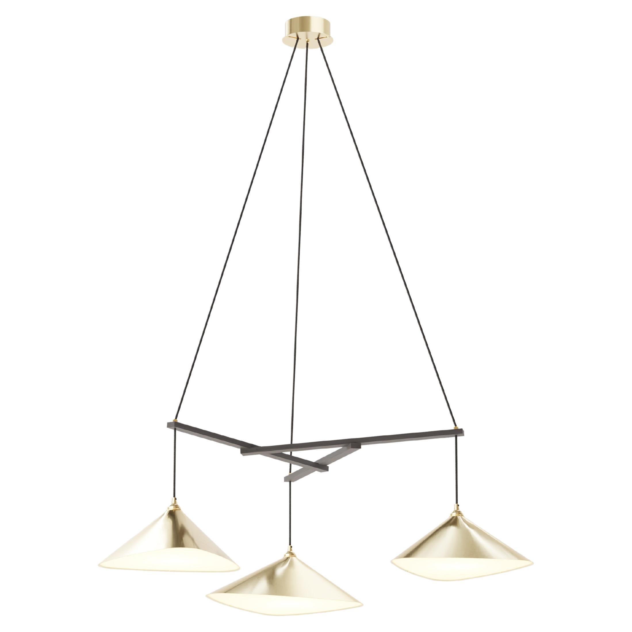 Daniel Becker 'Emily 3' Chandelier in Brass with Black Frame for Moss Objects For Sale