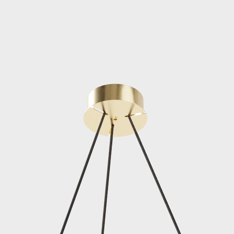 Daniel Becker 'Emily 3' Chandelier in Brass with Oak Frame for Moss Objects In New Condition For Sale In Glendale, CA
