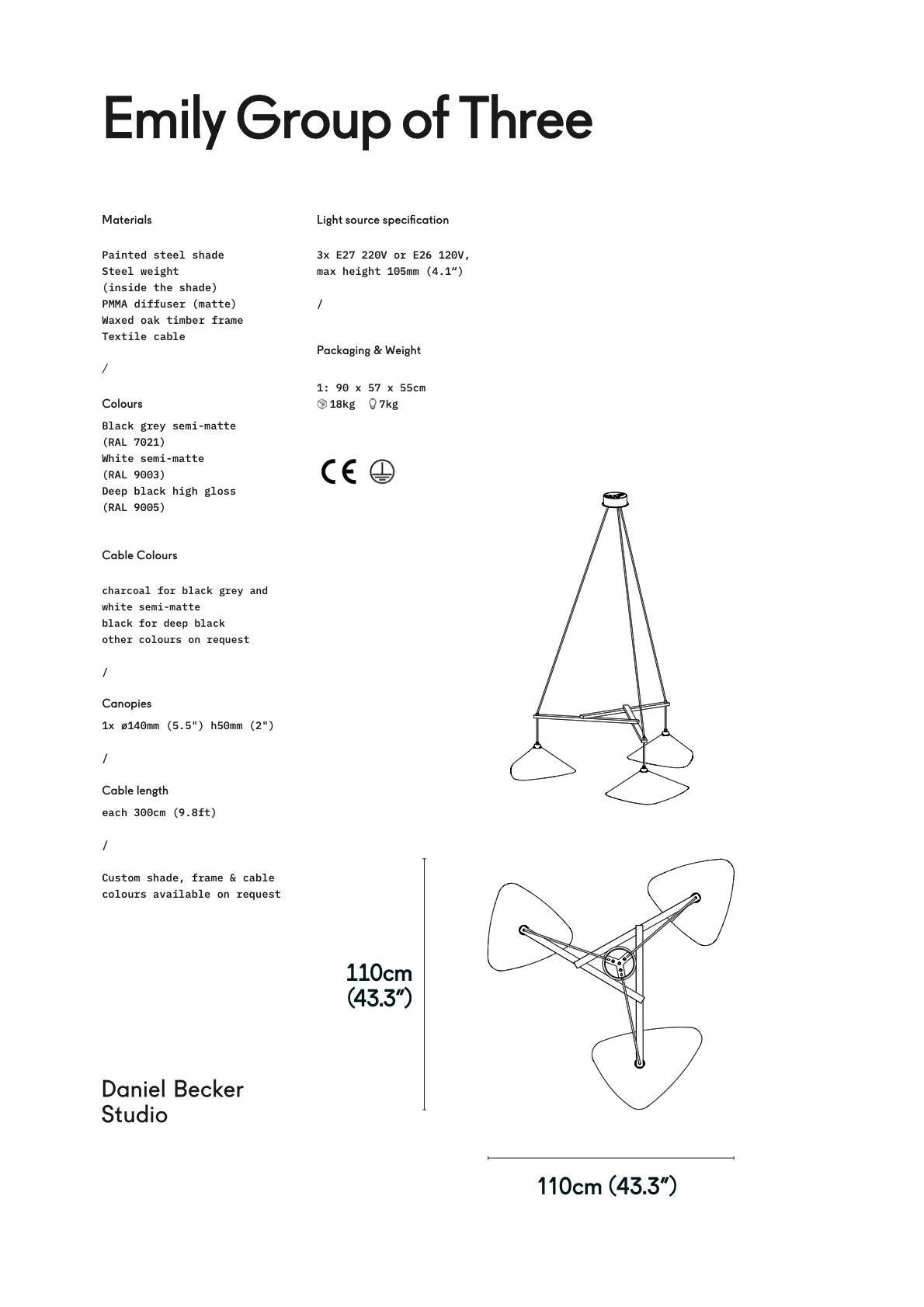 Daniel Becker 'Emily 3' Chandelier in Matte White for Moss Objects For Sale 1