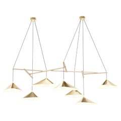 Daniel Becker 'Emily 7' Chandelier in Gold Semi-matte/ Oak for Moss Objects