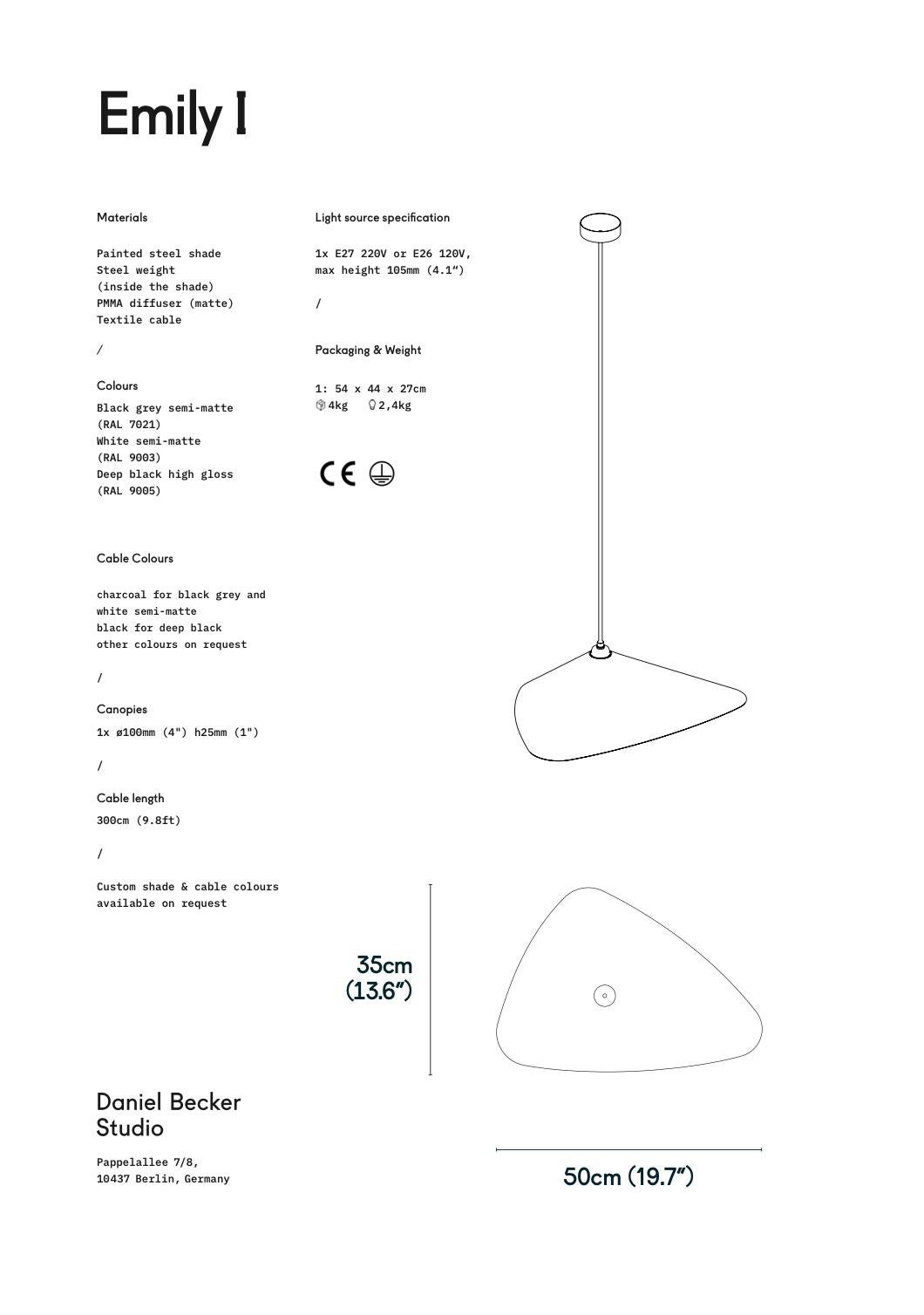 Daniel Becker 'Emily I' Pendant Lamp in Glossy Black for Moss Objects In New Condition For Sale In Glendale, CA