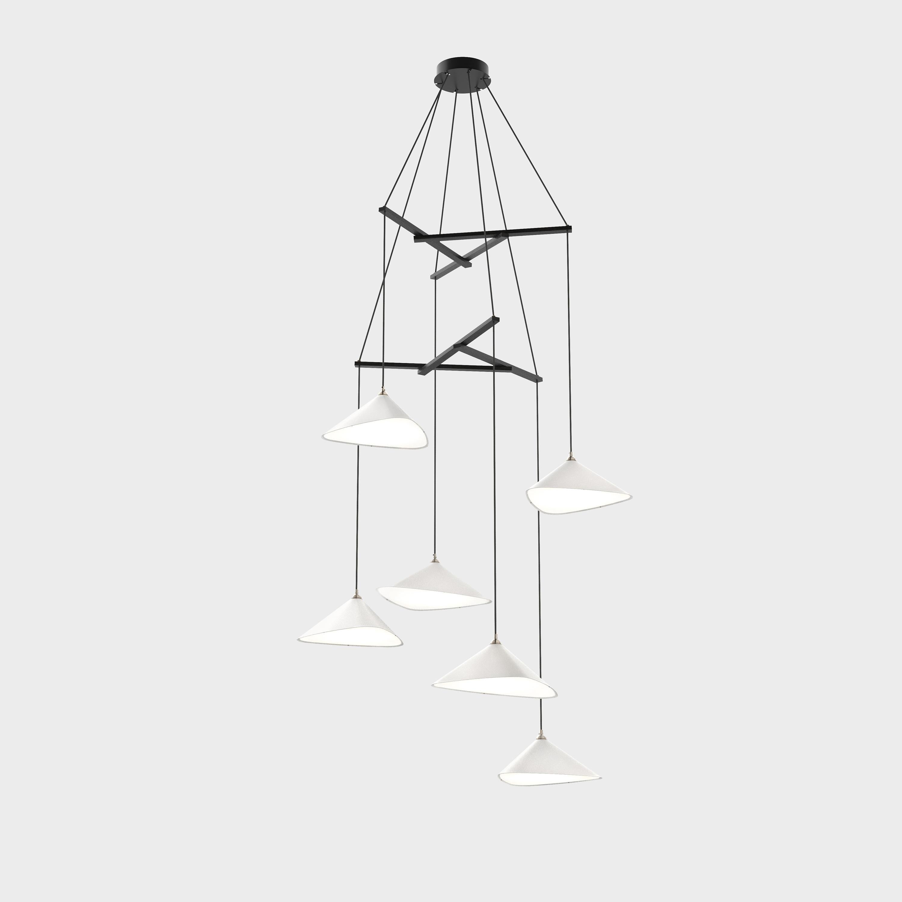 Daniel Becker 'Emily Vertikal 6' Chandelier in Anthracite & Oak for Moss Objects For Sale 4