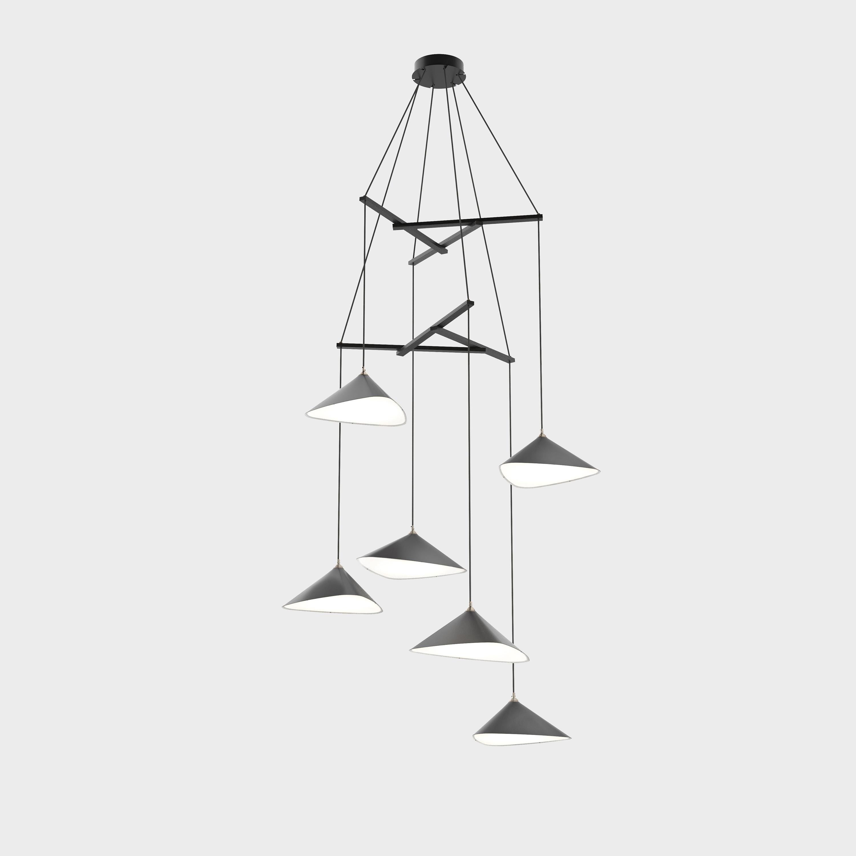 Contemporary Daniel Becker 'Emily Vertikal 6' Chandelier in Gloss Black for Moss Objects For Sale