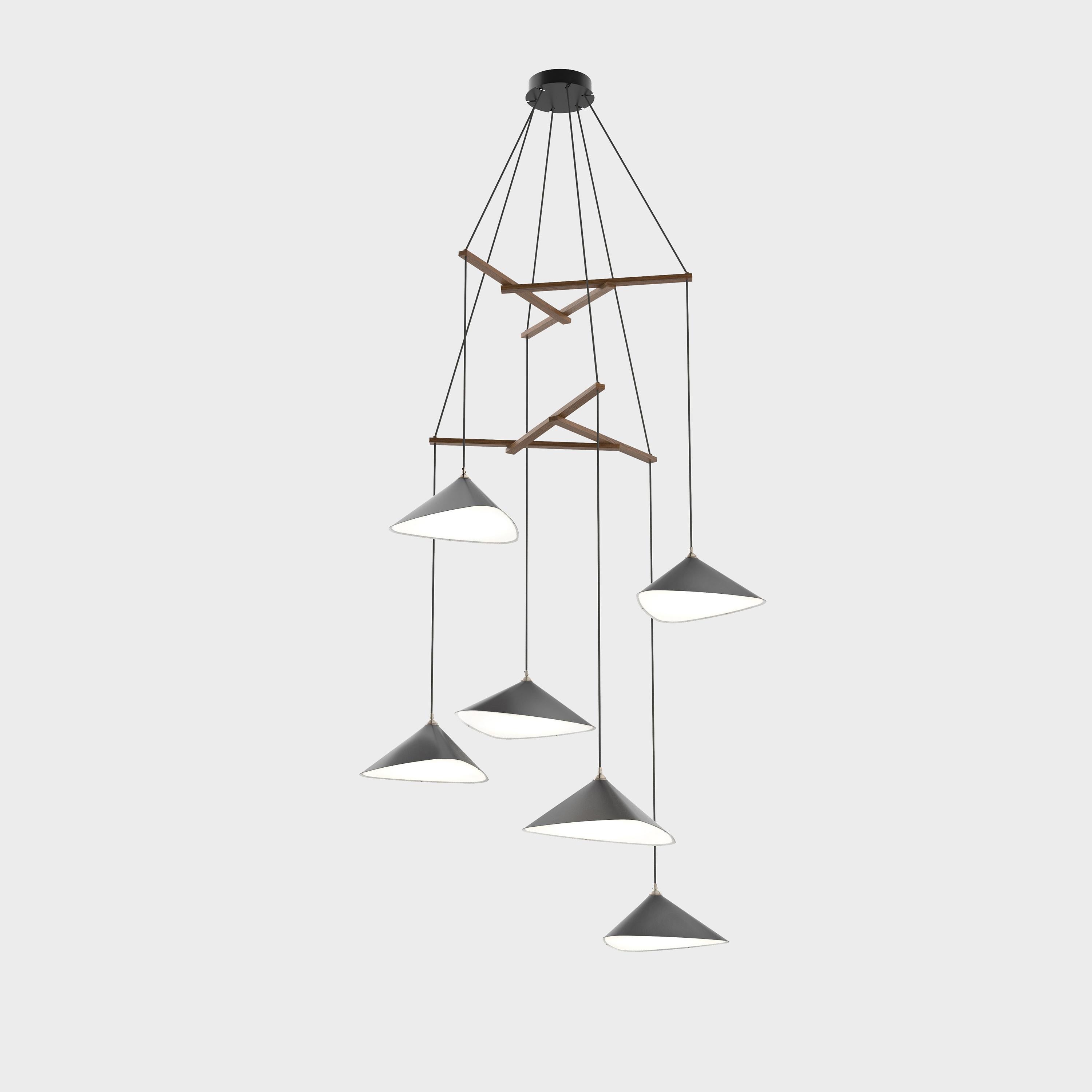 Metal Daniel Becker 'Emily Vertikal 6' Chandelier in Gloss Black for Moss Objects For Sale