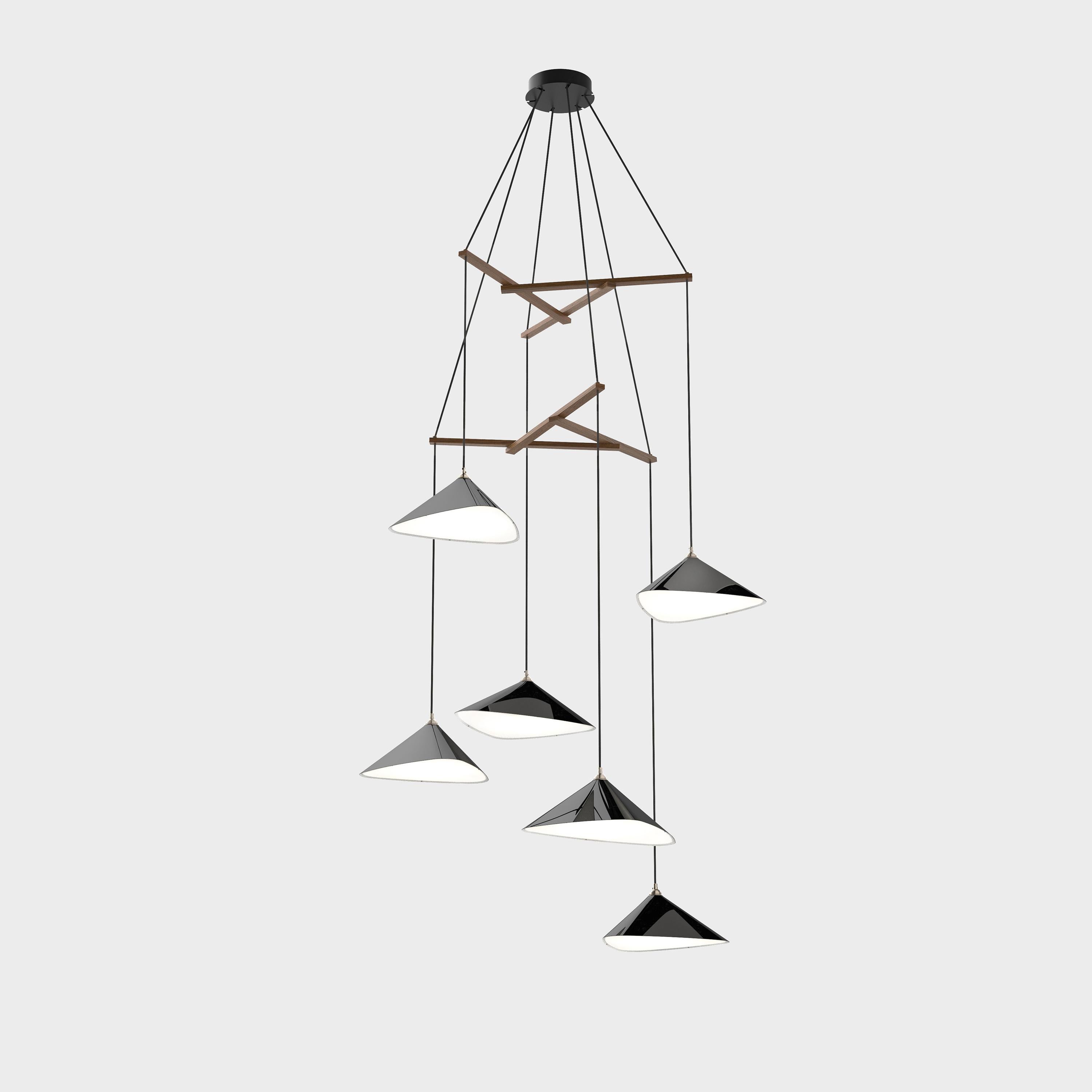 Daniel Becker 'Emily Vertikal 6' Chandelier en noir brillant pour Moss Objects en vente 2