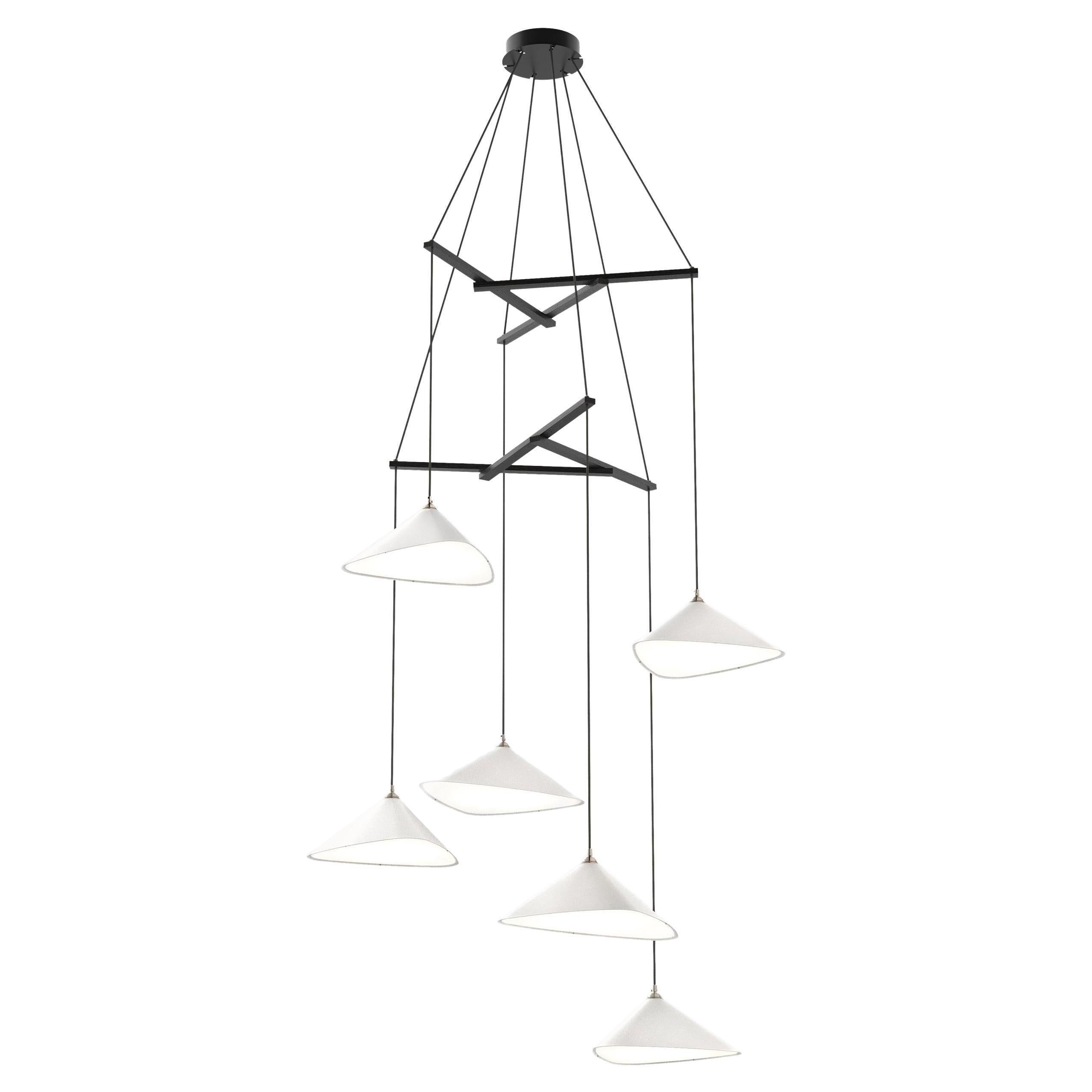 Lustre « Emily Vertikal 6 » de Daniel Becker en blanc mat pour Moss Objects