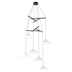 'Emily Vertikal 6' Chandelier in White Semi Matte for Moss Objects