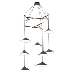 Daniel Becker 'Emily Vertikal 8' Chandelier in Anthracite/Oak for Moss Objects