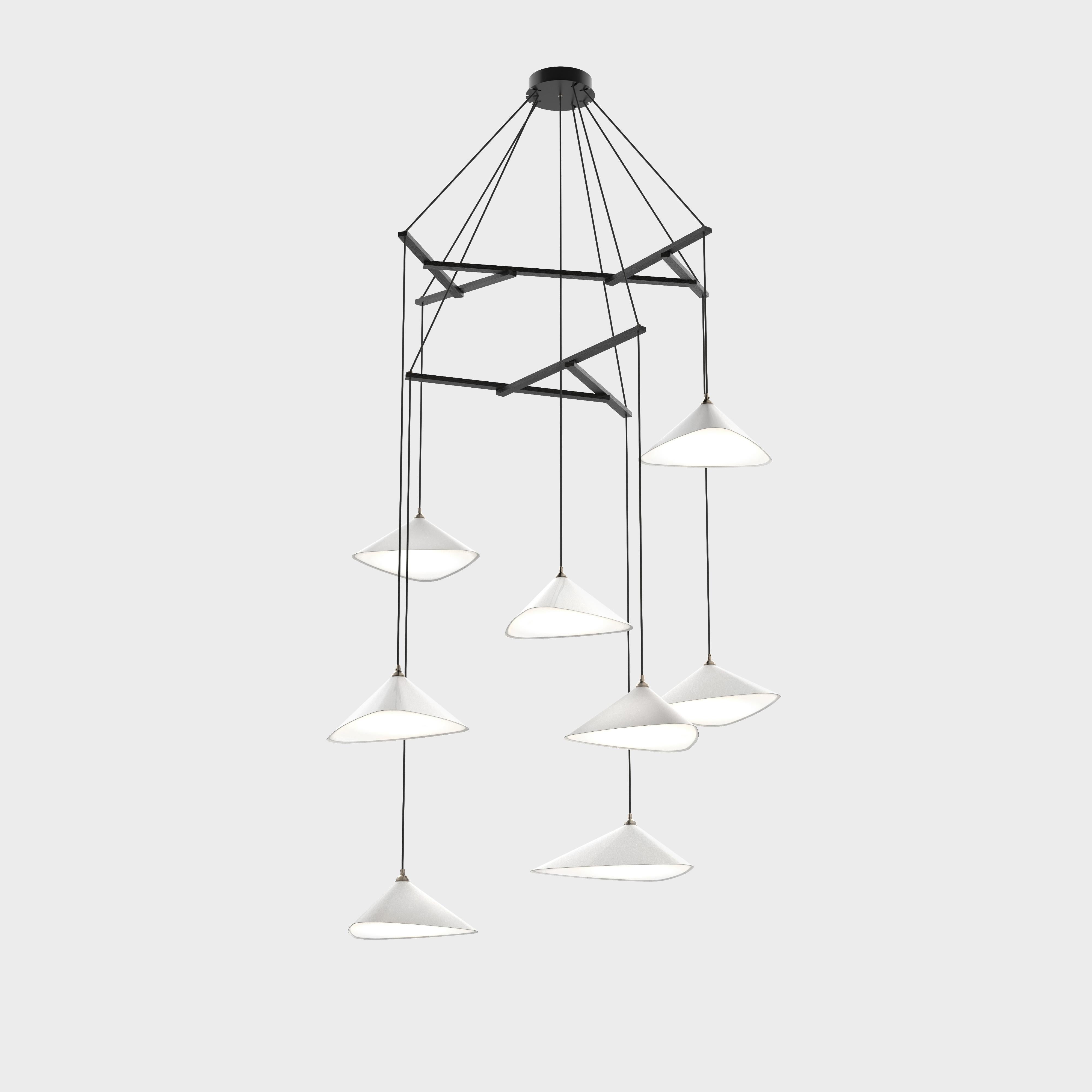 Daniel Becker 'Emily Vertikal 8' Chandelier in Anthracite/Oak for Moss Objects 1