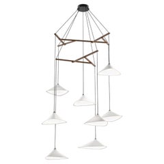 Lustre 'Emily Vertikal 8' de Daniel Becker en blanc mat et chêne pour Moss Objects