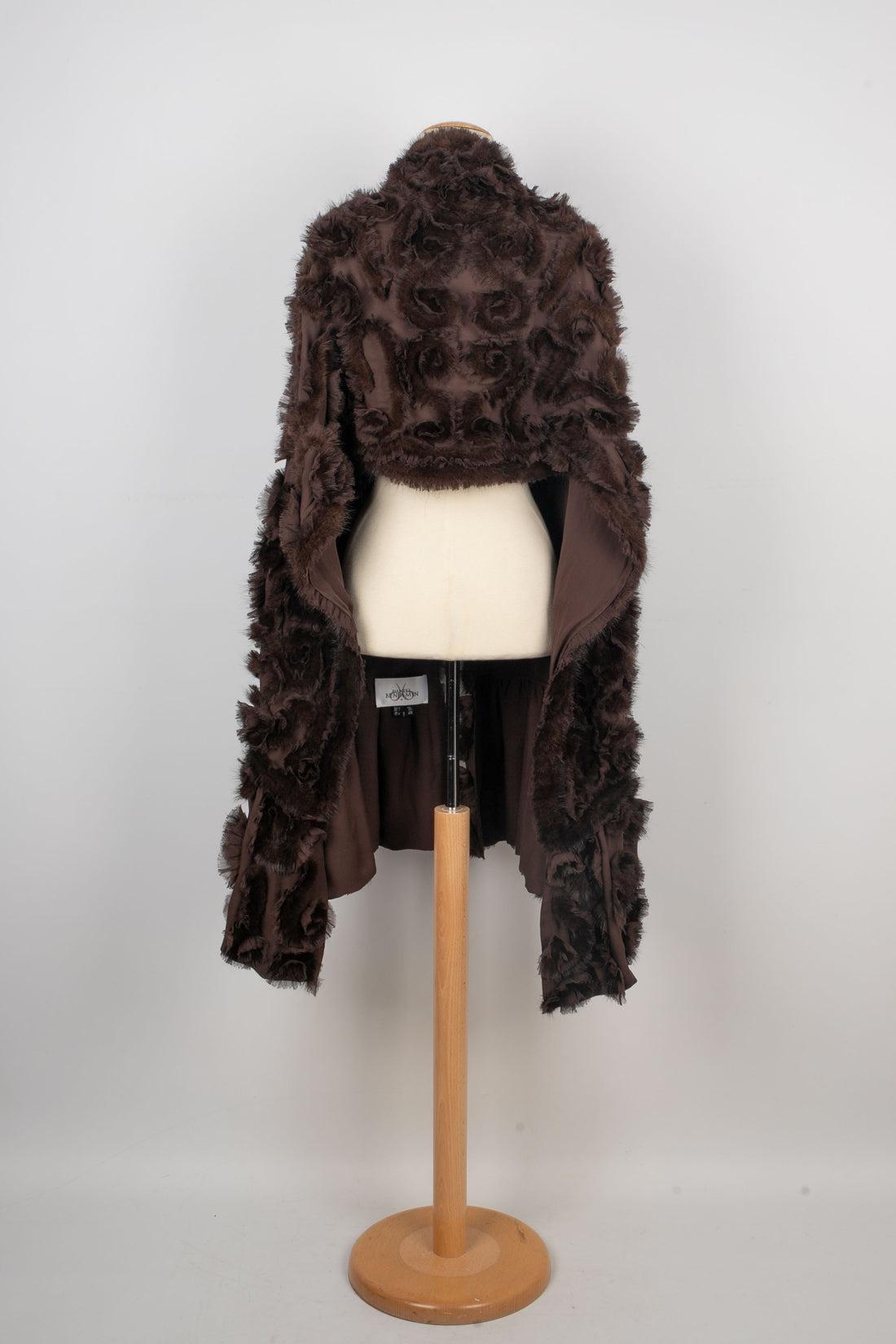 Black Daniel Benjamin Large Silk and Mink Stole