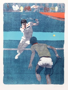 Tennis Match - Jimmy Connors, Modern Lithograph by Daniel Bennett Schwartz