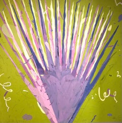 "Untitled" - Agave, pink and green, organic, nature, Mexican, figurative paint