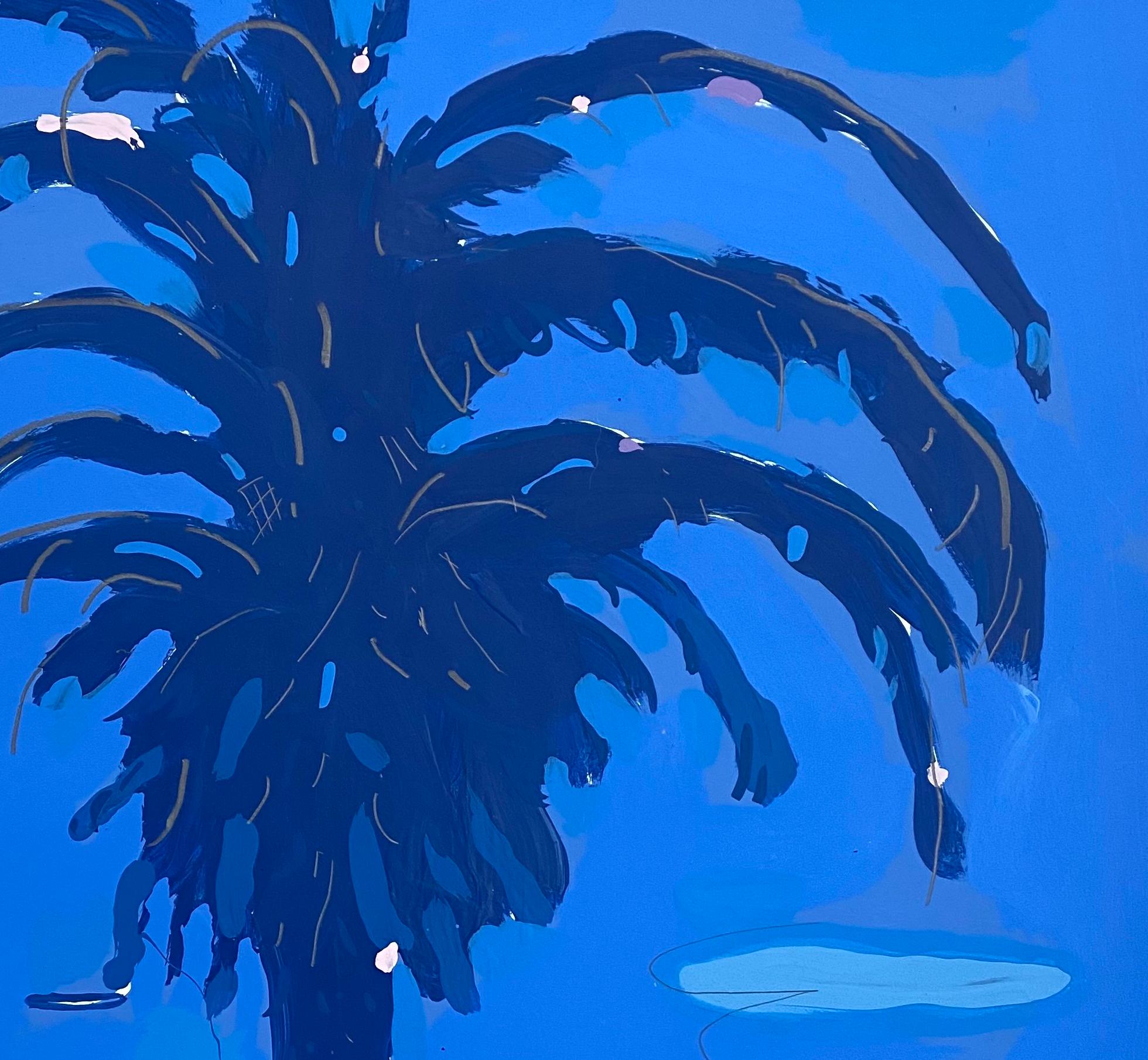 Tutte le palme IV - Figurative Painting Blu di Daniel Berman