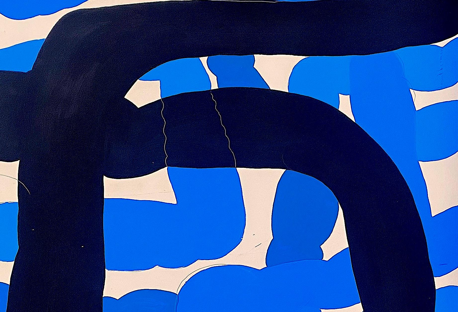 Black and blue knots on a white landscape - Painting by Daniel Berman